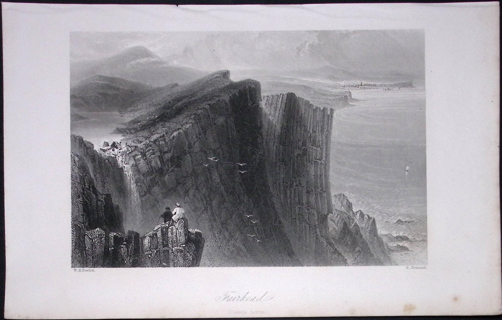 Ireland Fair Head Antrim Antique 183 Years-Old Steel-Engraving-50.: Title: Ireland Fair Head Antrim Antique 183 Years-Old Steel-Engraving-50. Description: The Scenery and Antiquities of Ireland, Illustrations by WH Barlett. And published in 1843 During the