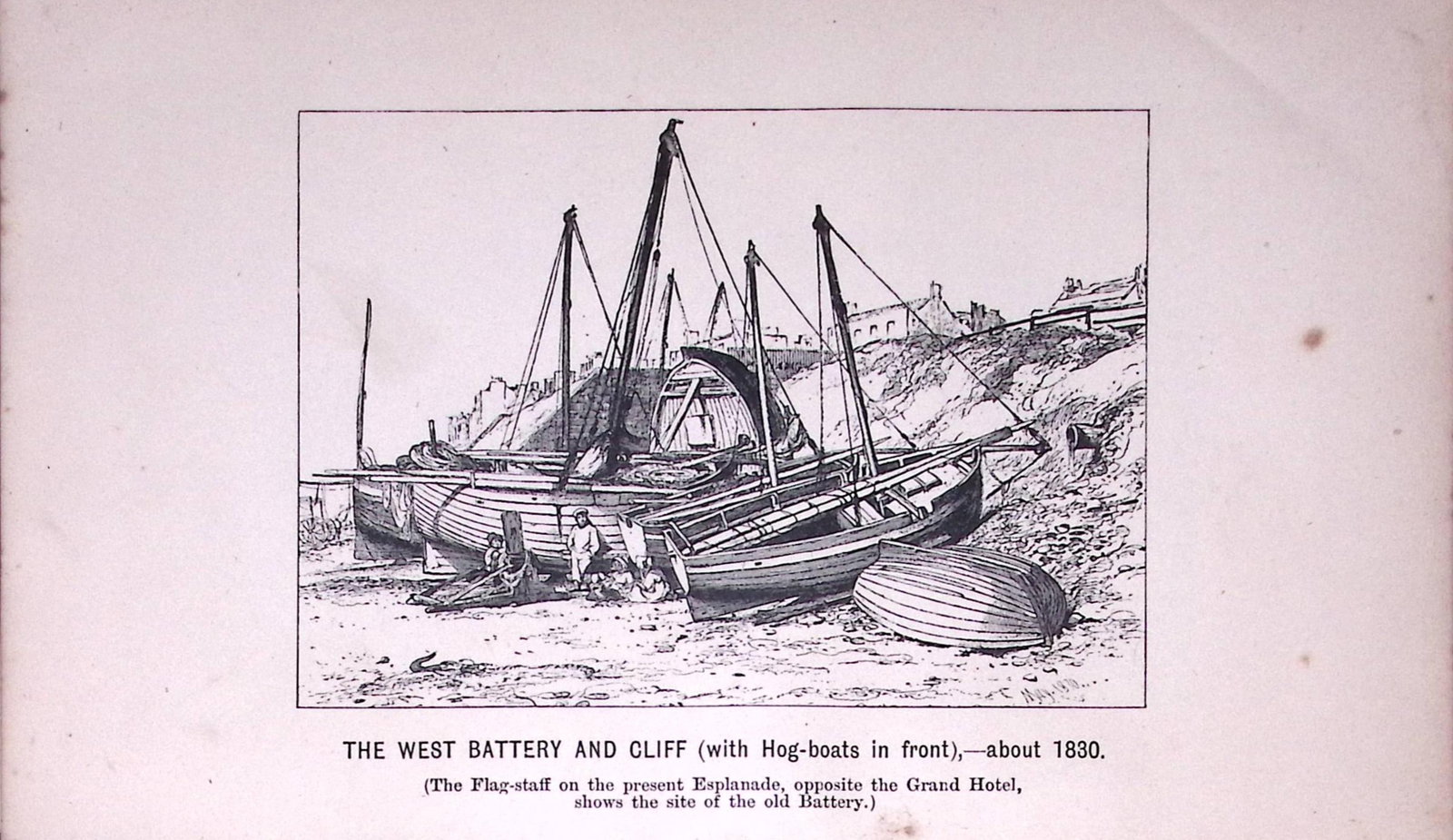 Brighton West Battery & Cliff (1830) Antique 134-Year-Old Print-27-TR: Title: Brighton West Battery & Cliff (1830) Antique 134-Year-Old Print-27-TR Description: This Print Has Been Removed from an Antique Edition of. Peep in The Past Brighton in The Olden Time by