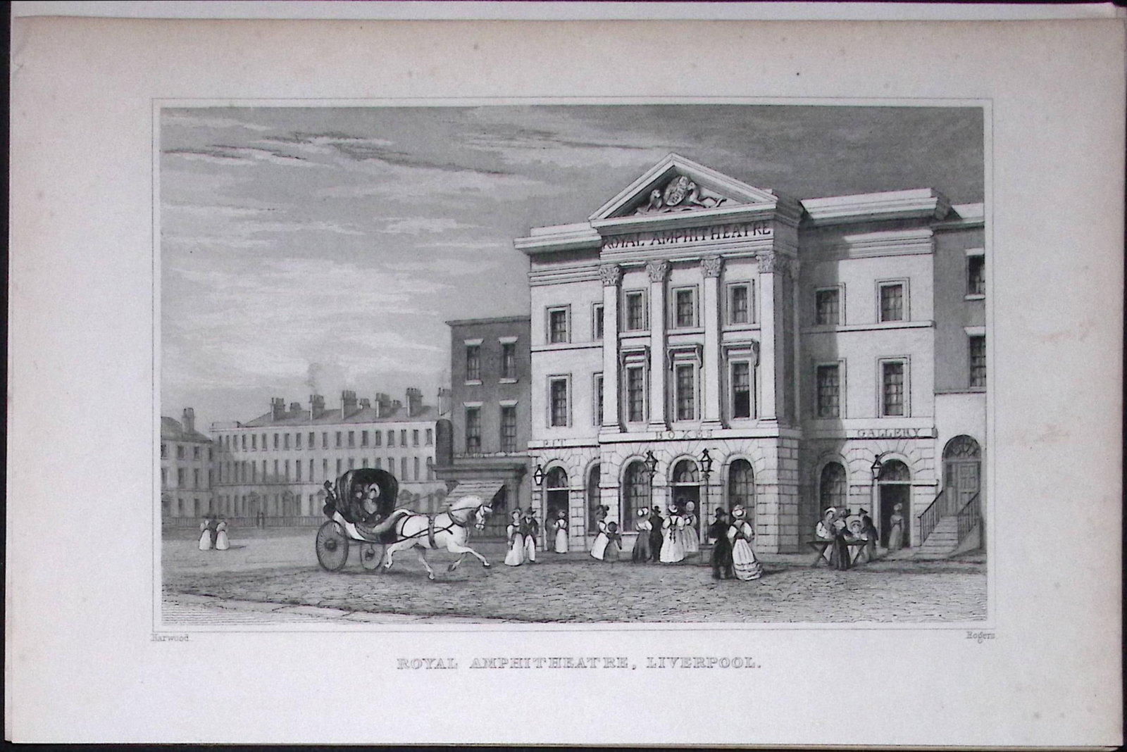 Liverpool Royal Amphitheatre Antique 195 Years-Old Steel-Engraving-5 (1 of 2)
