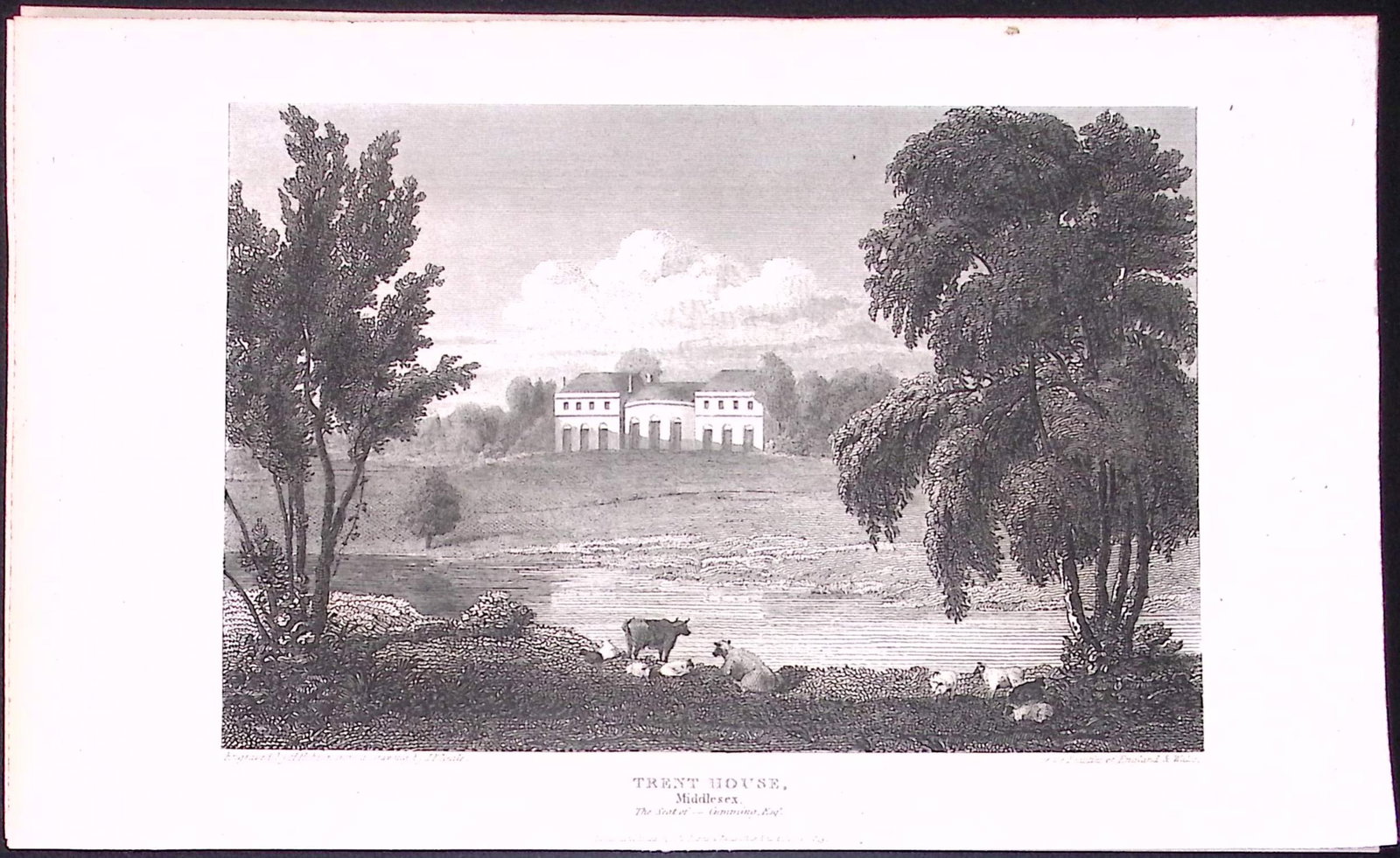 Trent House Middlesex Antique 200 Years-Old Steel-Engraving-245: Title: Trent House Middlesex Antique 200 Years-Old Steel-Engraving-245 Description: This London Georgian Antique Print Was Removed from a First Edition of. The Beauties of England and Wales Ant