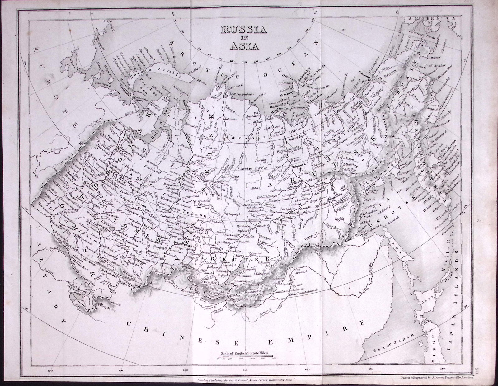 Russia in Asia Detailed Antique 179-Year-Old Engraved Map-24-TR: Title: Russia in Asia Detailed Antique 179-Year-Old Engraved Map-24-TR Description: This Antique Map was Removed from an Edition of. System of Geography By James Bell and Was Published By A Fullarton