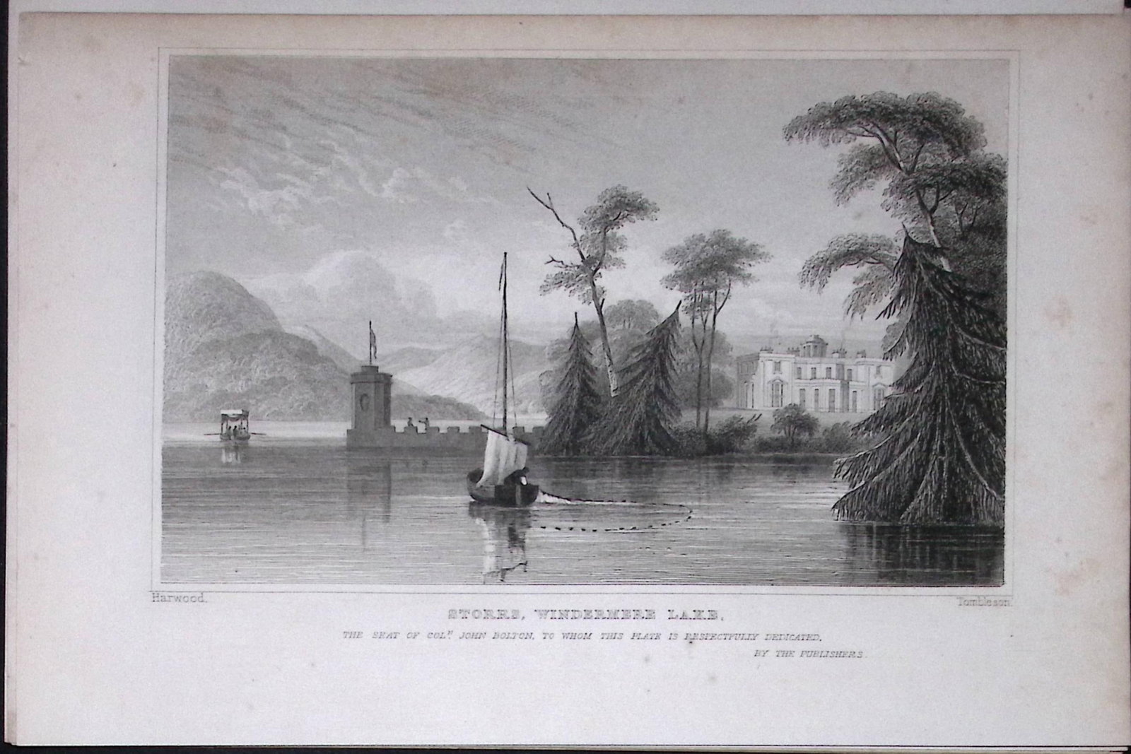 Windermere Lake District Antique 195 Years-Old Steel-Engraving-7: Title: Windermere Lake District Antique 195 Years-Old Steel-Engraving-7 Description: This Antique Steel Engraving Was Removed from a 195-Year-Old Edition of. Lancashire Illustrated in a Series of