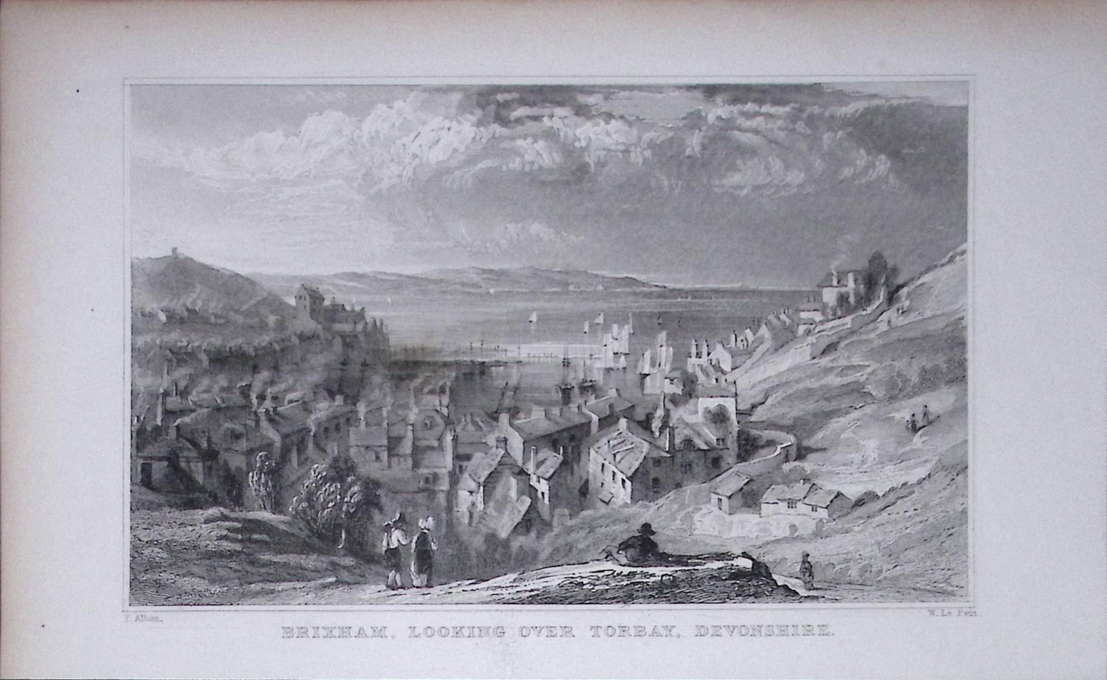 Brixham Looking Over Torbay Devonshire Antique 193 Years-Old Steel-Engraving-31: Title: Brixham Looking Over Torbay Devonshire Antique 193 Years-Old Steel-Engraving-31 Description: This Antique Steel Engraving Was Removed from a 193-Year-Old Edition of. Devon and Cornwall