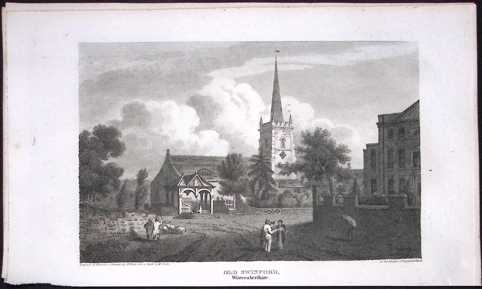 Old Swinford Worcester Antique 212 Years-Old Georgian Steel-Engraving-405 (1 of 2)