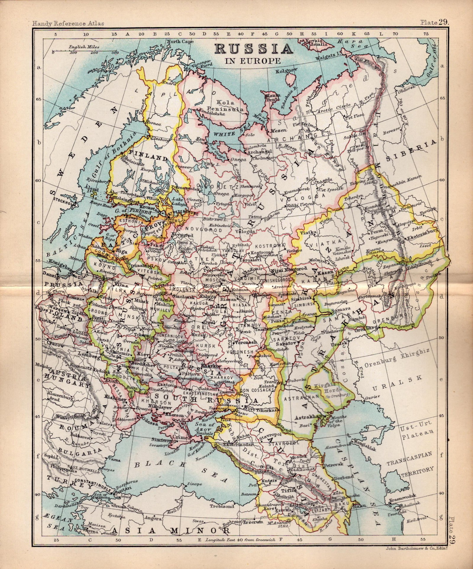 Russia In Europe Double Sided Victorian Antique 1898 Map.: Title: Russia In Europe Double Sided Victorian Antique 1898 Map. Description: This Antique Double-Sided Map Has Been Removed From an. 1896 Edition Handy Reference Atlas by J. G. Bartholomew.