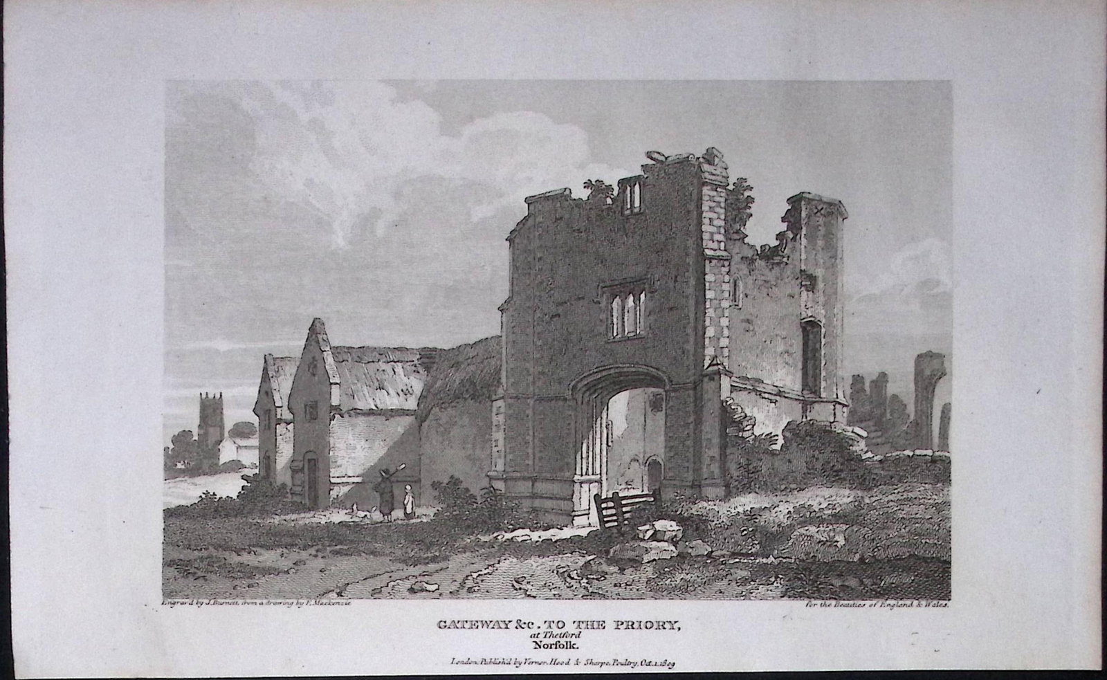 Thetford Priory Norfolk Antique 216 Years-Old Georgian Steel-Engraving-421: Title: Thetford Priory Norfolk Antique 216 Years-Old Georgian Steel-Engraving-421 Description: This Georgian Antique Print Was Removed from a First Edition of. The Beauties of England and Wales