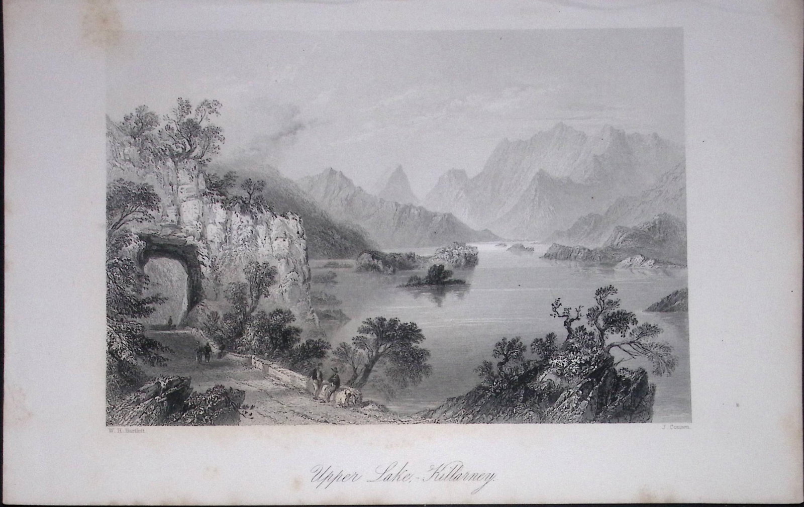 Ireland View of The Upper Lake Killarney Antique 183 Years-Old Steel-Engraving-25. (1 of 1)