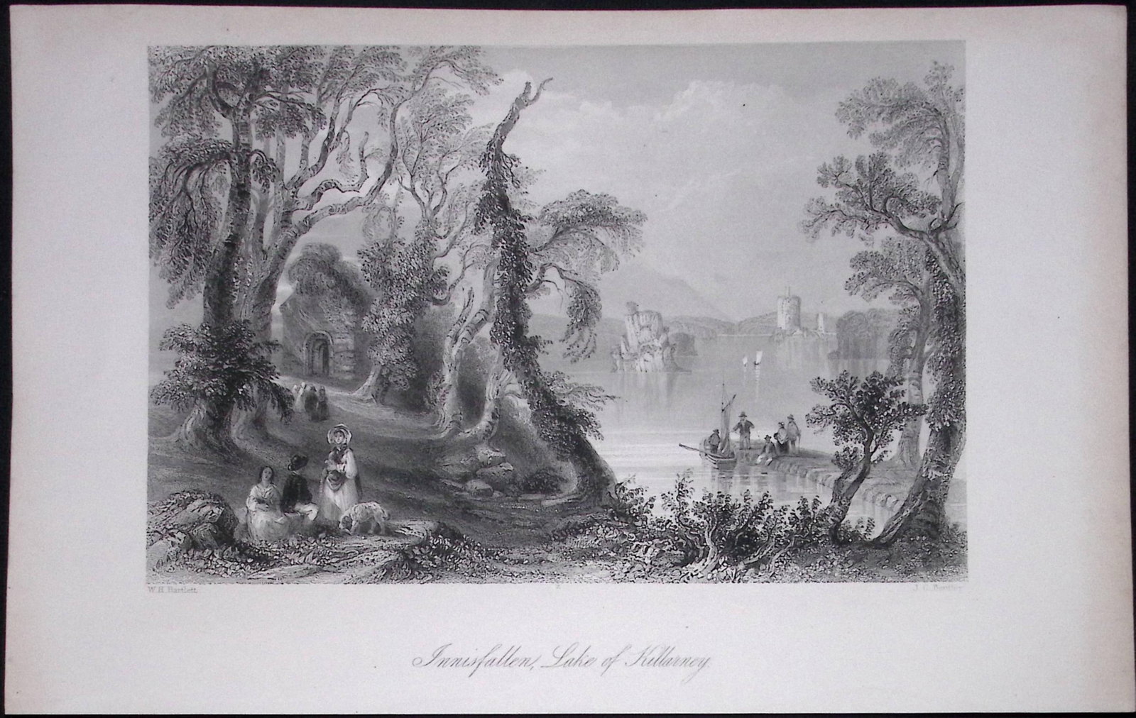 Ireland Innisfallen Lake of Killarney Antique 183 Years-Old Steel-Engraving-29. (1 of 1)