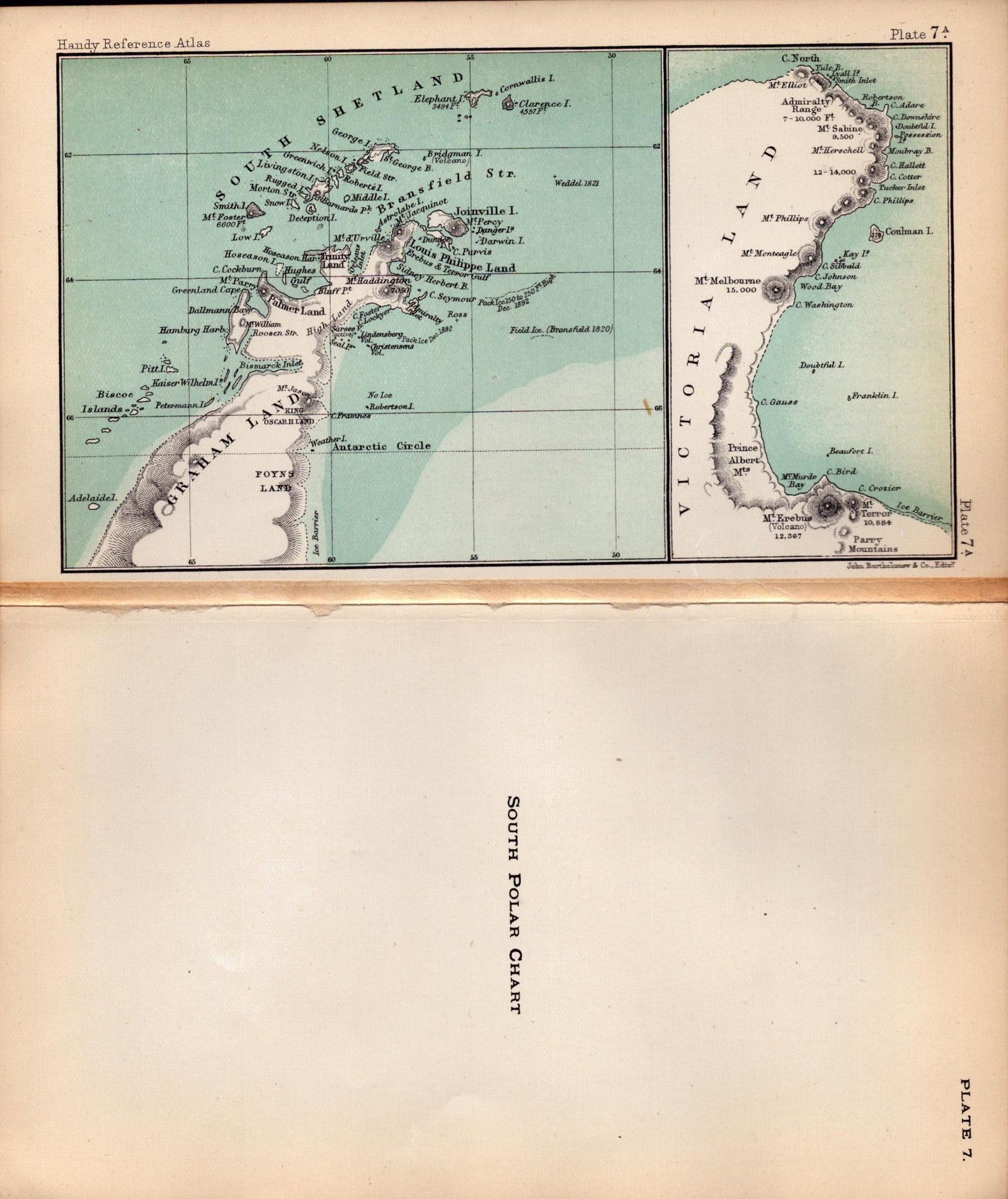 South Polar Chart Double Sided Victorian Antique 1896 Map. - 2