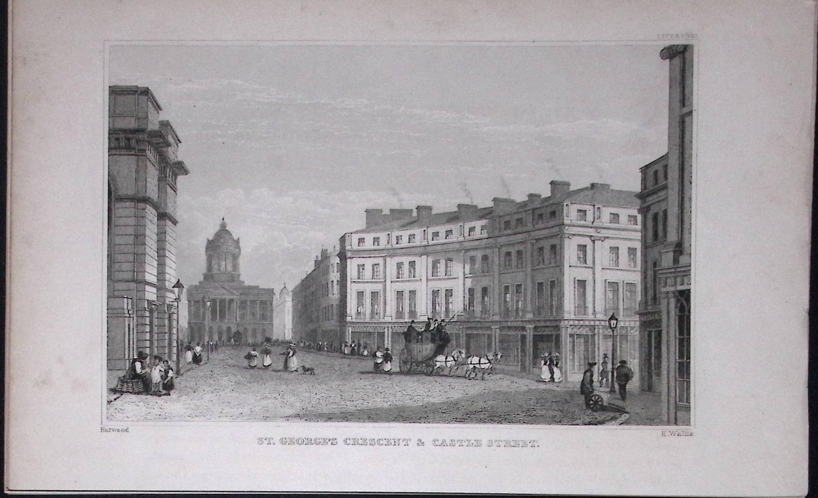 Liverpool St Georges Cres & Castle St Antique 195 Years-Old Steel-Engraving-44 (1 of 2)