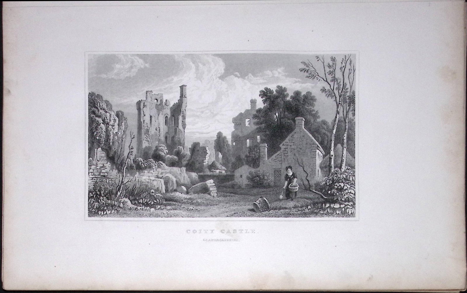 Wales Coity Castle Glamorganshire Antique 166-Year-Old Steel Engraving-53 (1 of 2)
