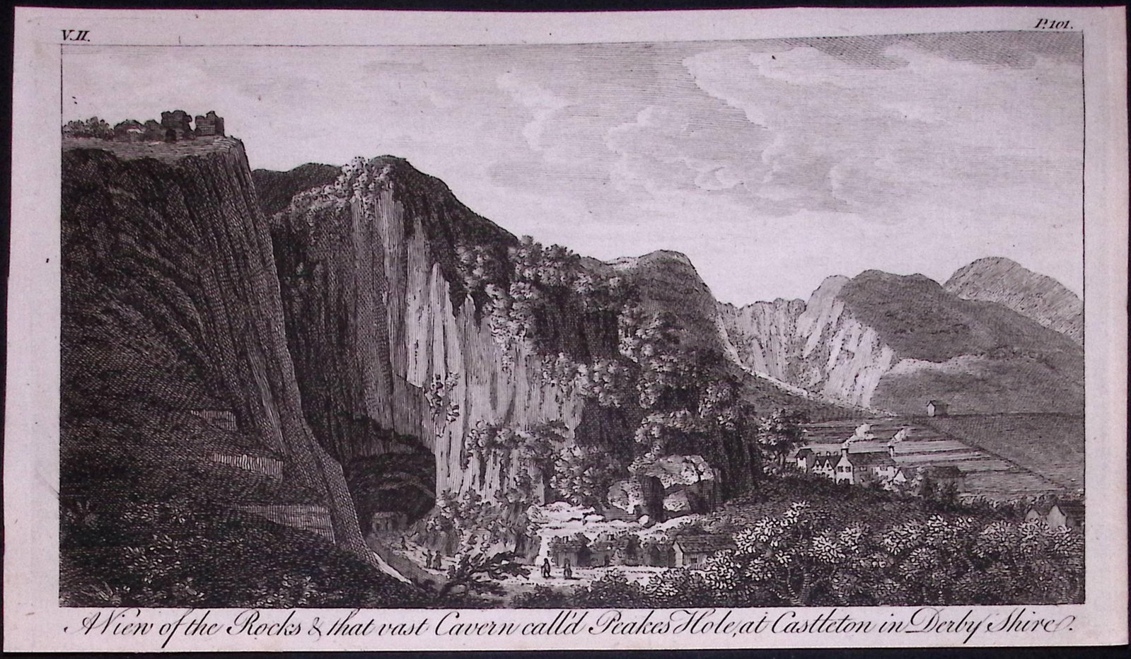 Peakes Hole Derbyshire Rare Georgian Copper Antique Engraving 1776-37 (1 of 2)
