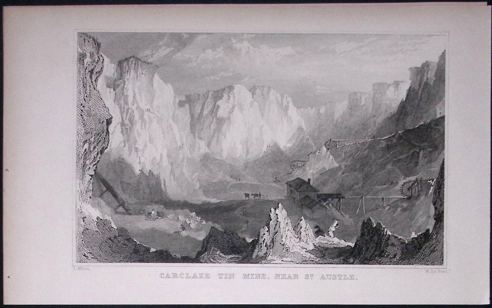 Cornwall Carclaze Tin Mine Near St Austell Antique 193 Years-Old Steel-Engraving-35: Title: Cornwall Carclaze Tin Mine Near St Austell Antique 193 Years-Old Steel-Engraving-35 Description: This Antique Steel Engraving Was Removed from a 193-Year-Old Edition of. Devon and Cornwall