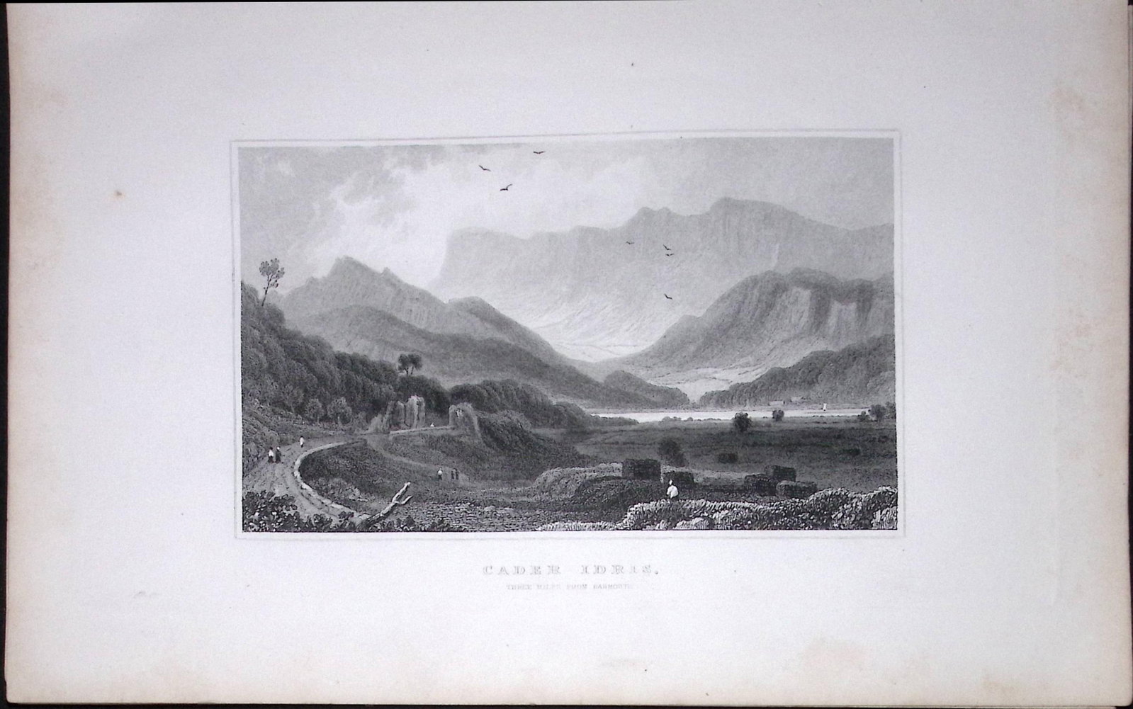 Wales View of Cader Idris Barmouth Antique 166-Year-Old Steel Engraving-51 (1 of 2)