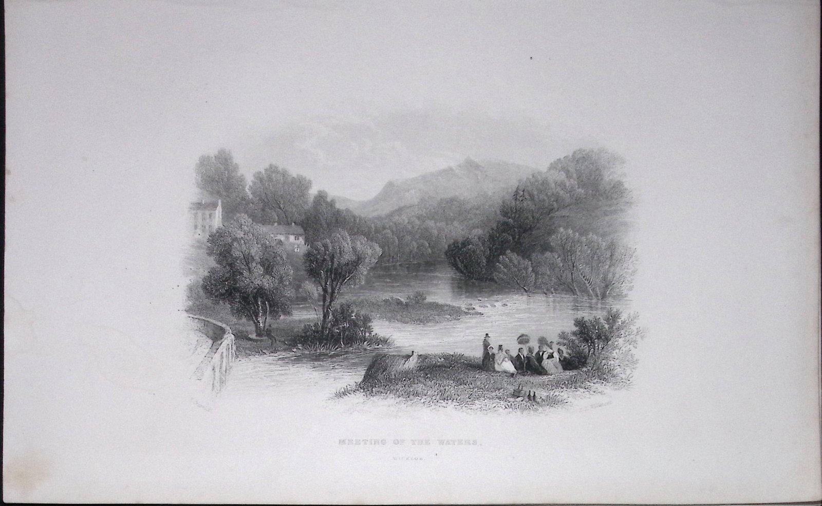 Ireland Meeting of The Waters Wicklow Antique 183 Years-Old Steel-Engraving-16.: Title: Ireland Meeting of The Waters Wicklow Antique 183 Years-Old Steel-Engraving-16. Description: Ireland Meeting of The Waters Wicklow Antique 183 Years-Old Steel-Engraving-16. The Scenery a
