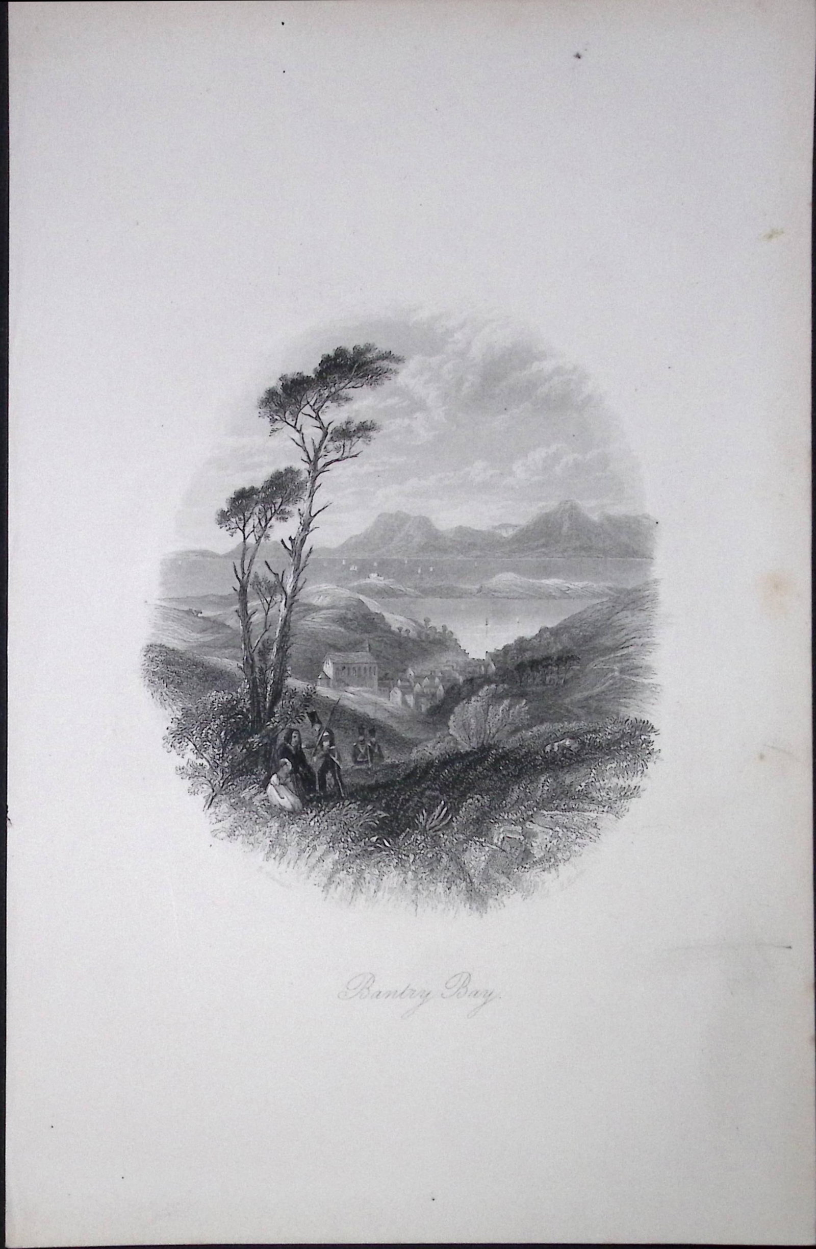 Ireland View of Bantry Bay Cork Antique 183 Years-Old Steel-Engraving-6. (1 of 1)