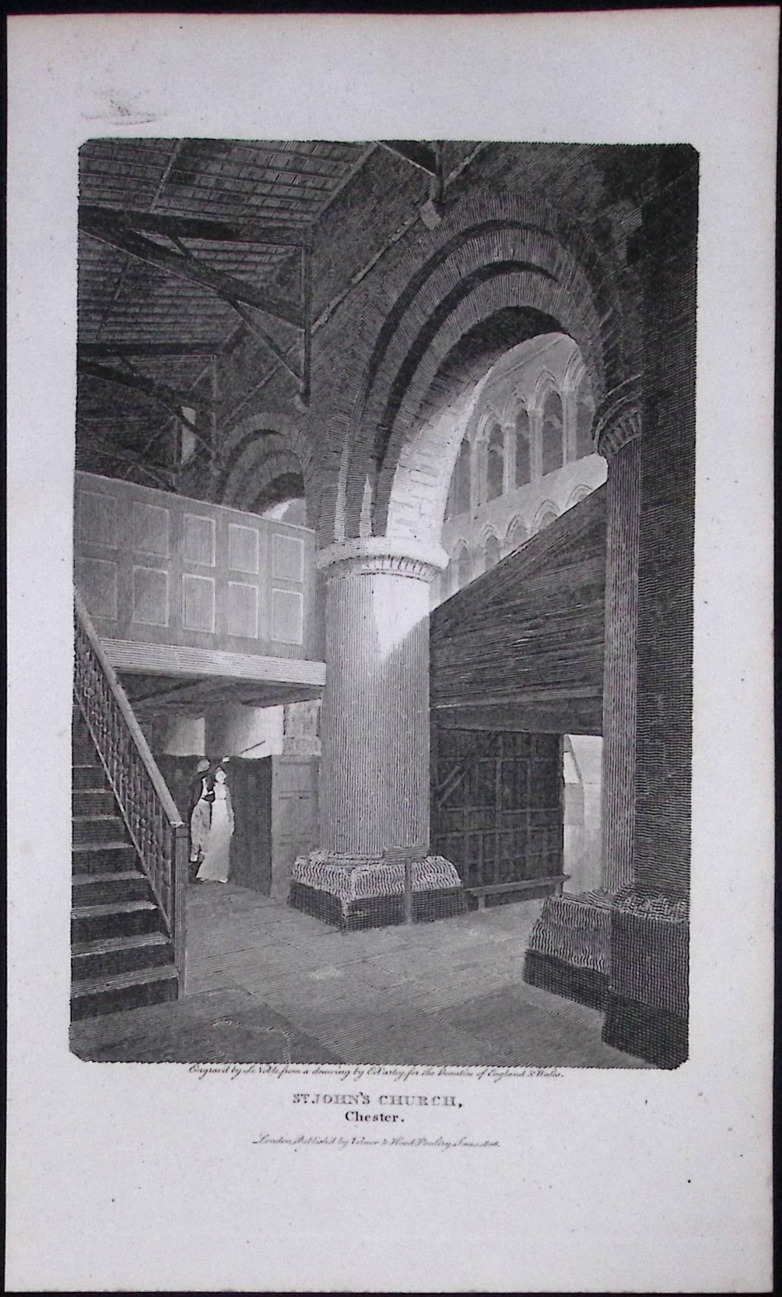 Chester Cheshire St Johns Church Antique 224 Years-Old Steel-Engraving-68 (1 of 2)