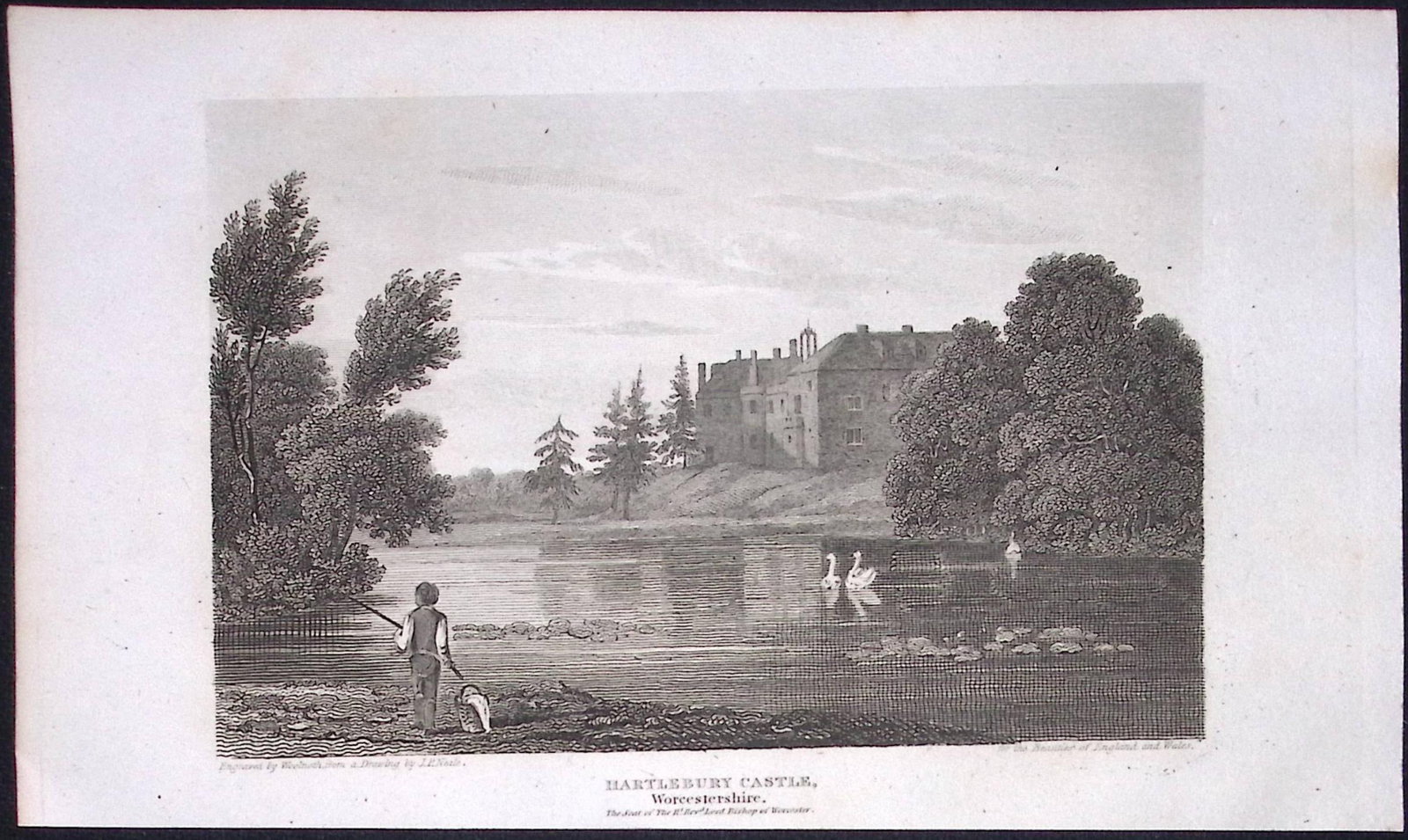 Hartlebury Castle Worcester Antique 212 Years-Old Georgian Steel-Engraving-403 (1 of 2)