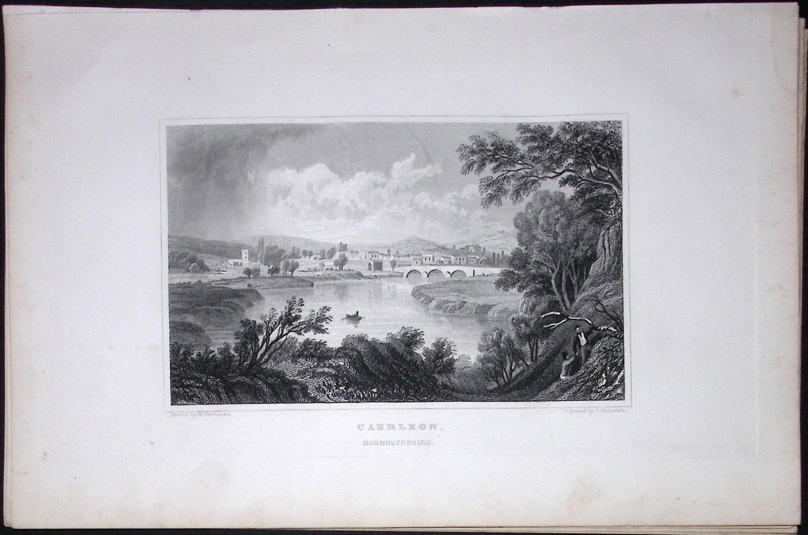 Wales View of Caerleon Monmouthshire Antique 166-Year-Old Steel Engraving-33 (1 of 2)