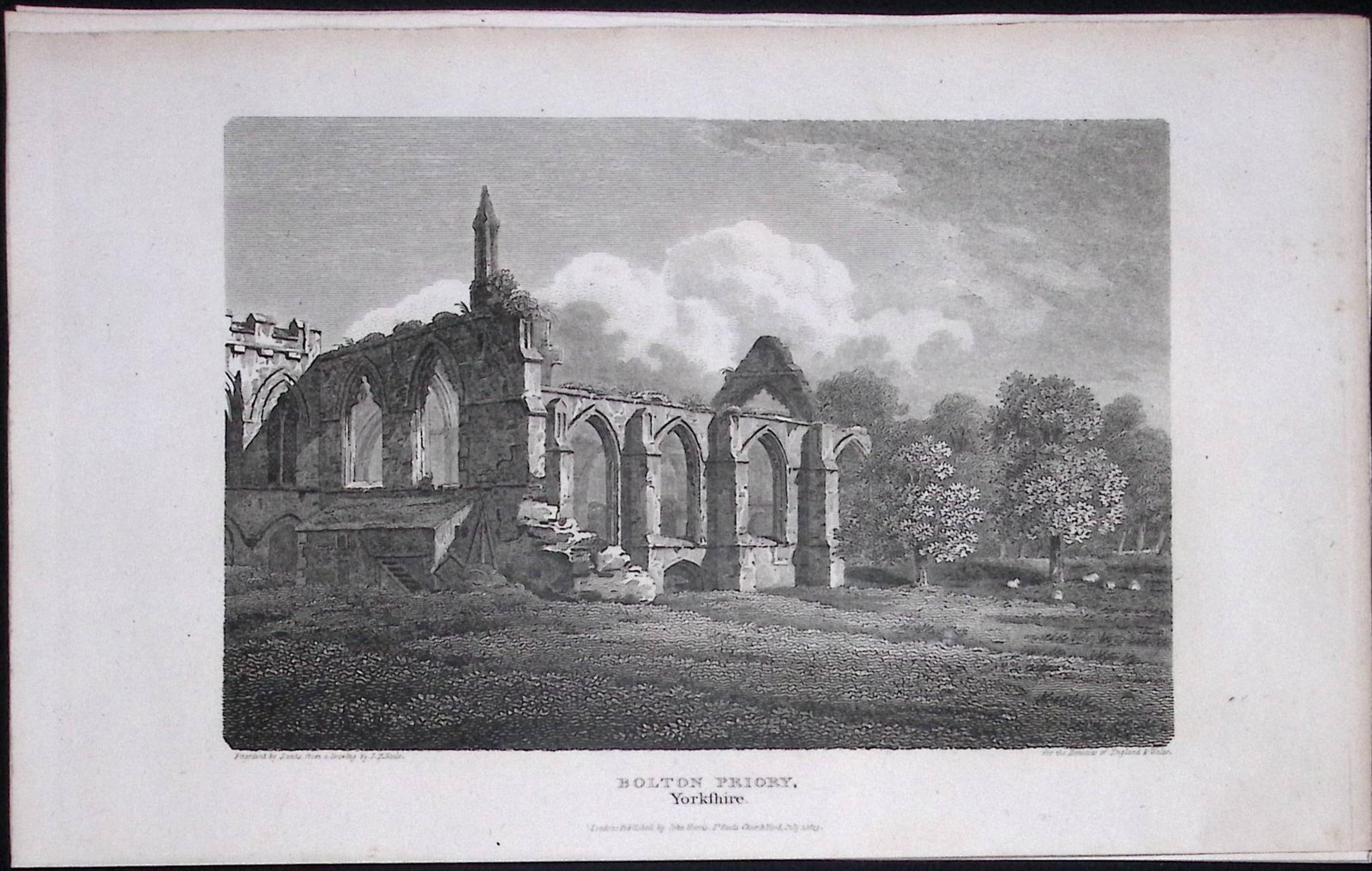 Bolton Abbey Yorkshire Antique 213 Years-Old Steel-Engraving-33: Title: Bolton Abbey Yorkshire Antique 213 Years-Old Steel-Engraving-33 Description: This Yorkshire Georgian Antique Print Was Removed from a First Edition of. The Beauties of England and Wales