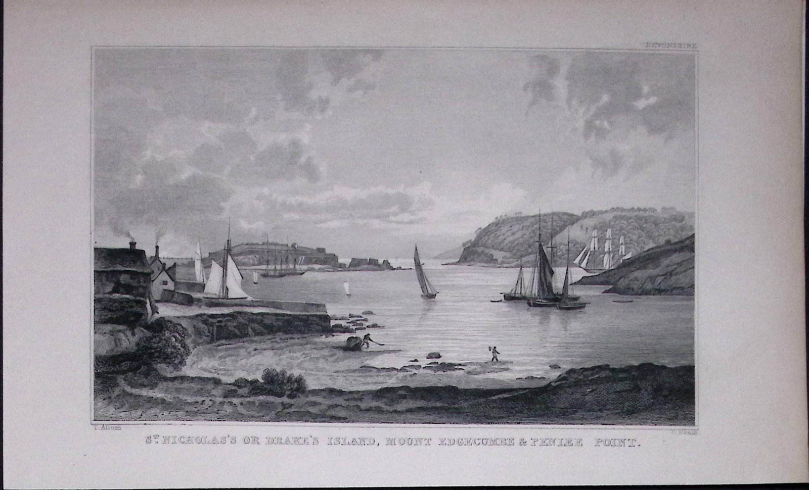 St Nicholas or Drake Island Devonshire Antique 193 Years-Old Steel-Engraving-36: Title: St Nicholas or Drake Island Devonshire Antique 193 Years-Old Steel-Engraving-36 Description: This Antique Steel Engraving Was Removed from a 193-Year-Old Edition of. Devon and Cornwall