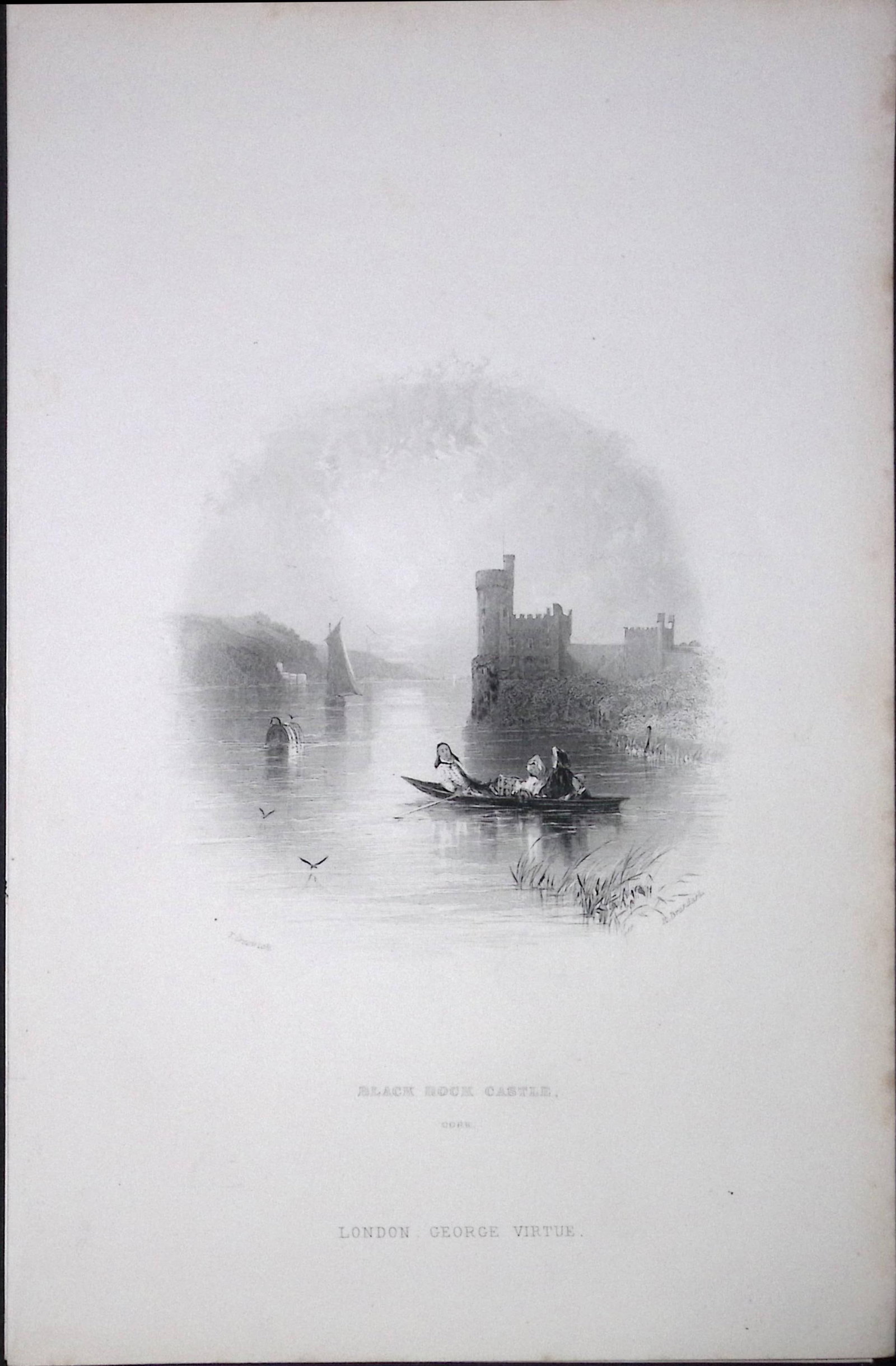 Ireland Black Rock Castle Cork Antique 183 Years-Old Steel-Engraving-8. (1 of 1)