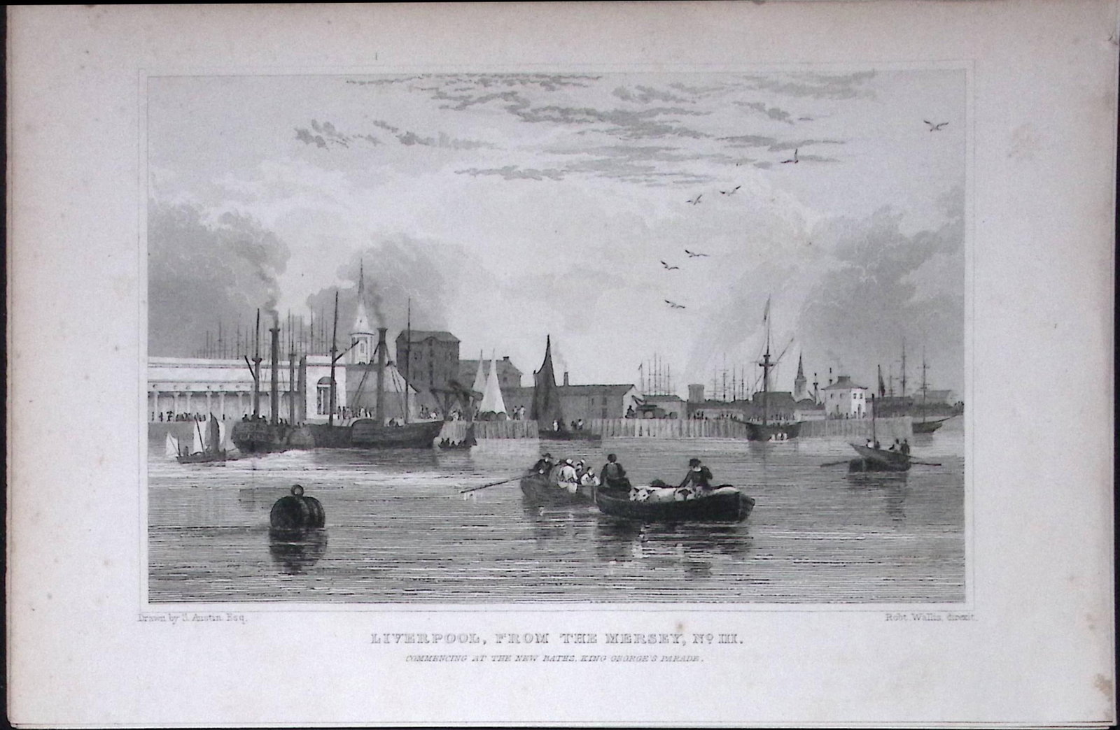 Liverpool From The Mersey No 2 Antique 195 Years-Old Steel-Engraving-9: Title: Liverpool From The Mersey No 2 Antique 195 Years-Old Steel-Engraving-9 Description: This Antique Steel Engraving Was Removed from a 195-Year-Old Edition of. Lancashire Illustrated in a S