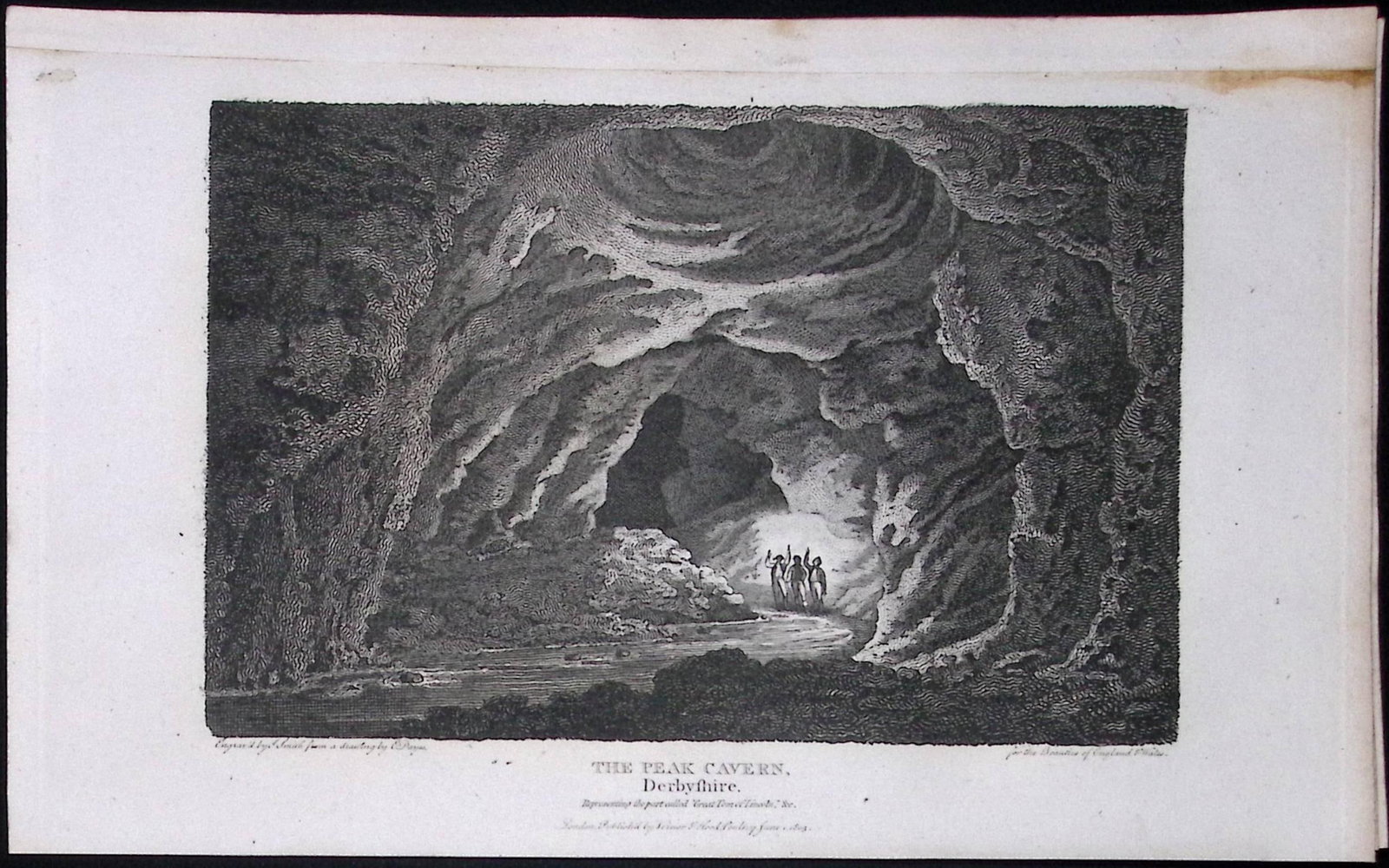 Peak Cavern Derbyshire Antique 223 Years-Old Georgian Steel-Engraving-282 (1 of 1)