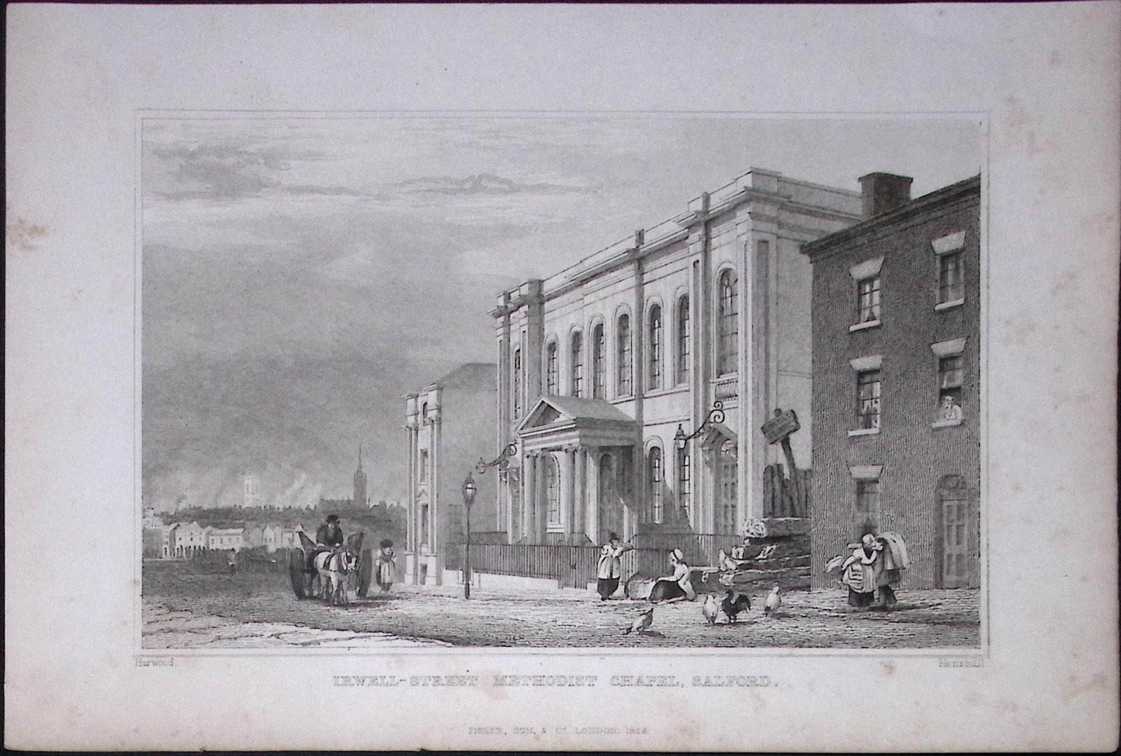 Salford Irwell Street Lancashire Antique 195 Years-Old Steel-Engraving-1: Title: Salford Irwell Street Lancashire Antique 195 Years-Old Steel-Engraving-1 Description: This Antique Steel Engraving Was Removed from a 195-Year-Old Edition of. Lancashire Illustrated in a