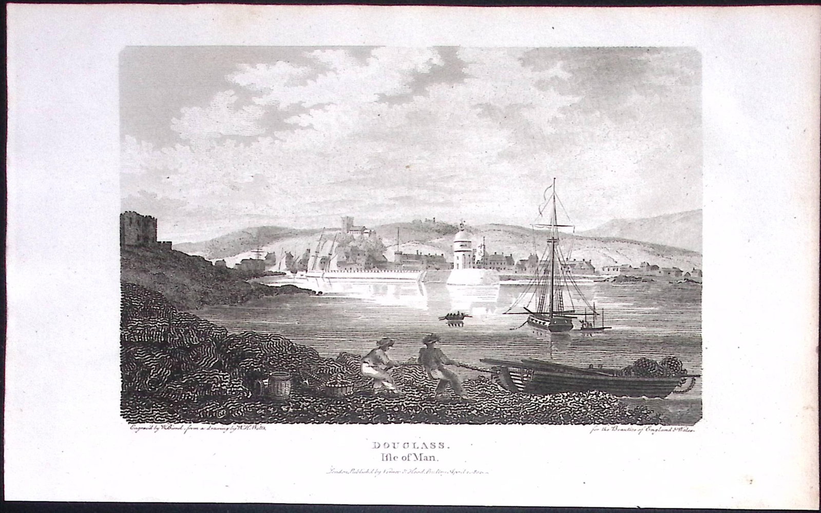 Isle of Man View of Douglas Antique 223 Years-Old Steel-Engraving-132 (1 of 2)