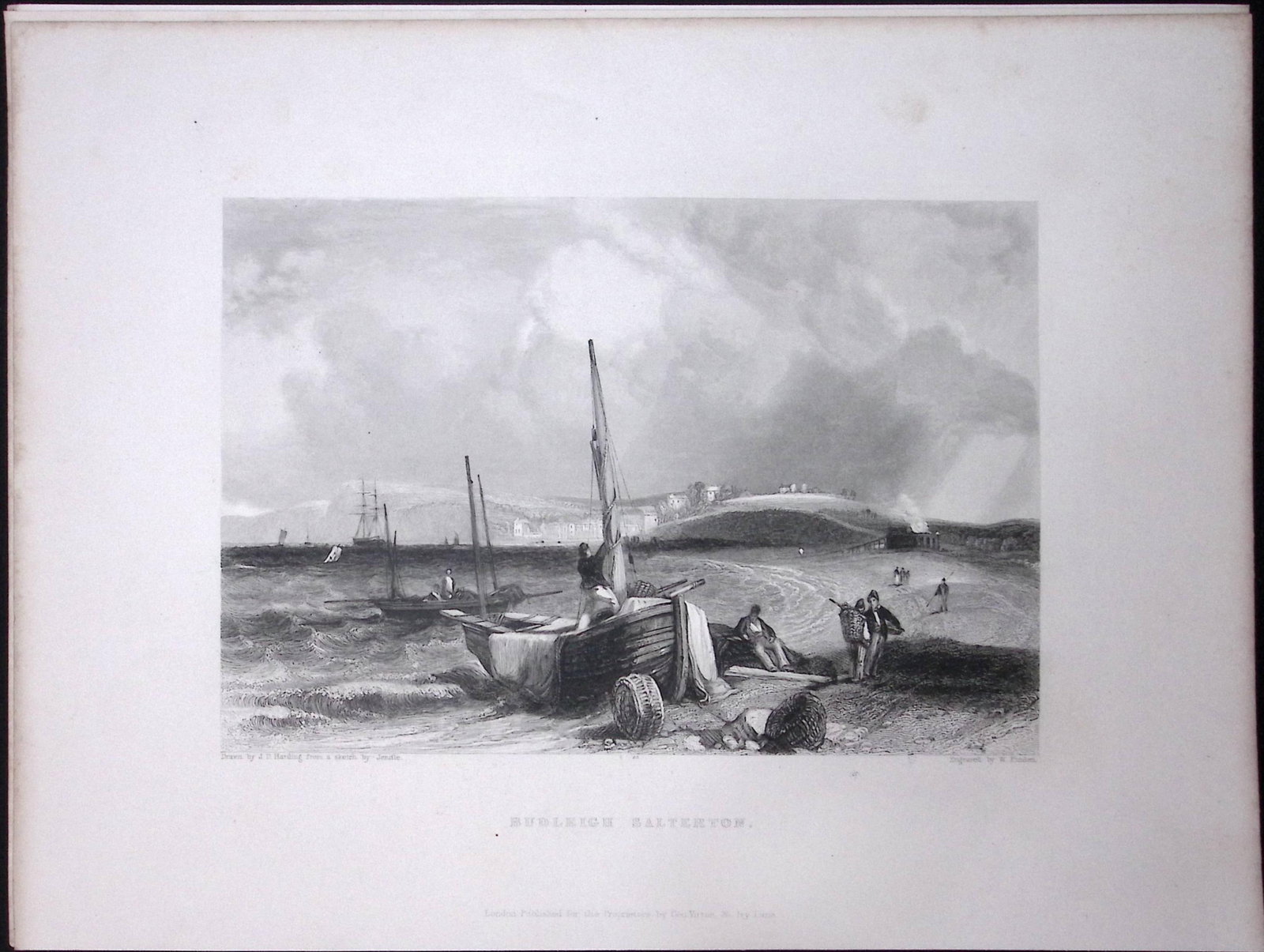 Devon Budleigh Salterton WH Bartlett 183 Years-Old Antique Steel Engraving-26 (1 of 2)