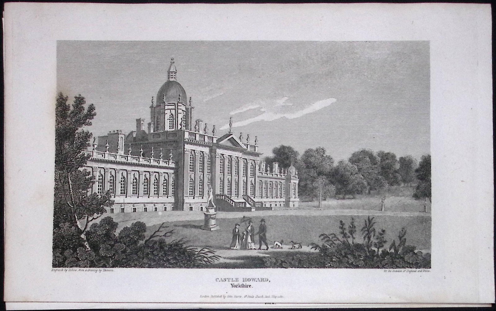 Castle Howard Yorkshire Antique 213 Years-Old Steel-Engraving-18 (1 of 2)