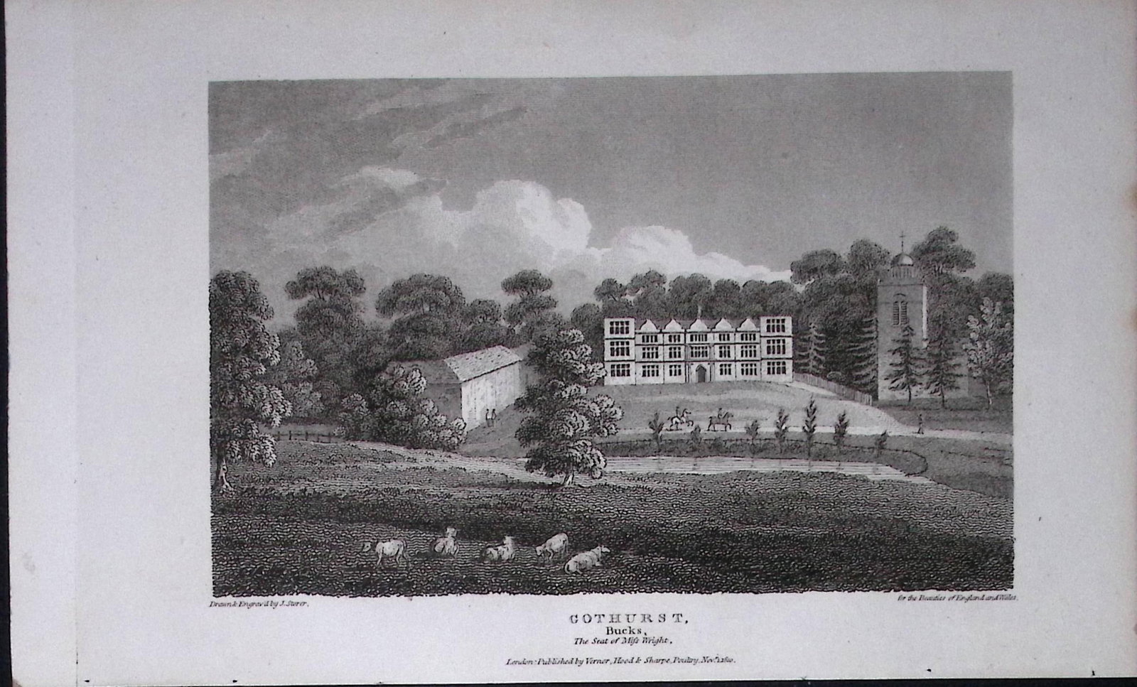 Gothurst Estate Bucks Antique 225 Years-Old Georgian Steel-Engraving-446: Title: Gothurst Estate Bucks Antique 225 Years-Old Georgian Steel-Engraving-446 Description: This Georgian Antique Print Was Removed from a First Edition of. The Beauties of England and Wales A