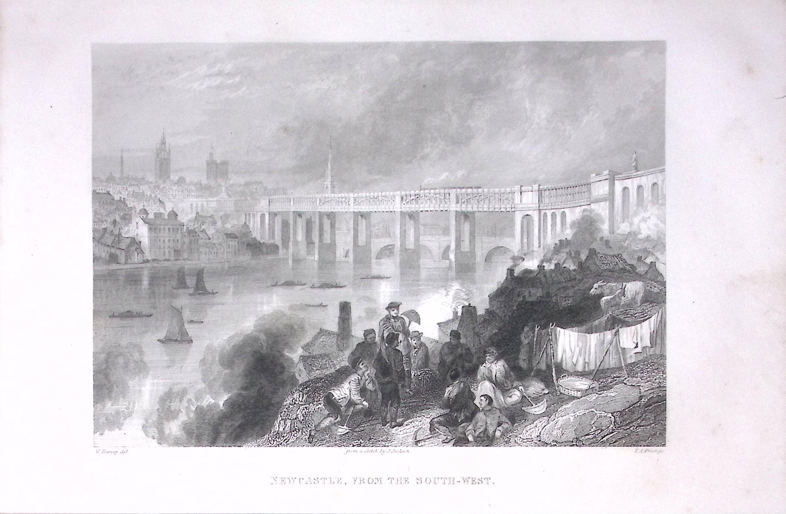 View of Newcastle Upon Tyne Antique 175-Year-Old Engraved Print-12-TR: Title: View of Newcastle Upon Tyne Antique 175-Year-Old Engraved Print-12-TR Description: The Land We Live In: Pictorial Sketch Book of British Islands. 1850 This Engraved Print Has Been Removed from