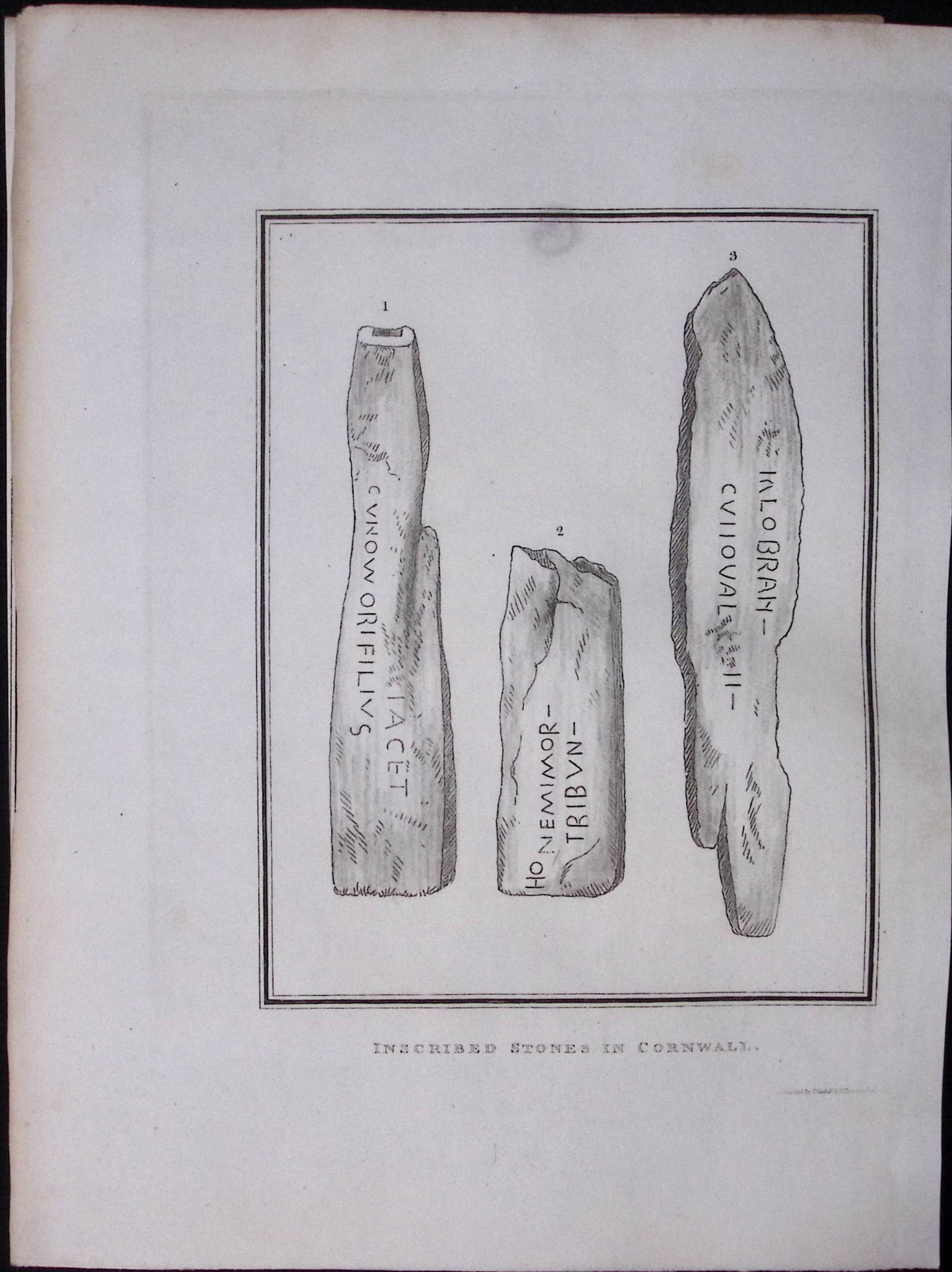 Cornwall Inscribed Stones 211 Years-Old Rare Antique Copper Plate Etching By S Lyons (1 of 2)