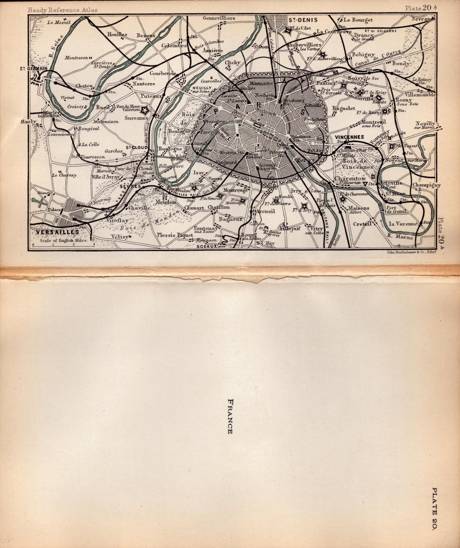 France Versailles St Denis Etc Double Sided Antique 1896 Map. - 2