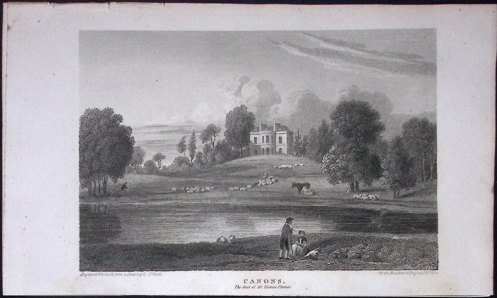London Park Harrow Antique 200 Years-Old Steel-Engraving-498 (1 of 2)