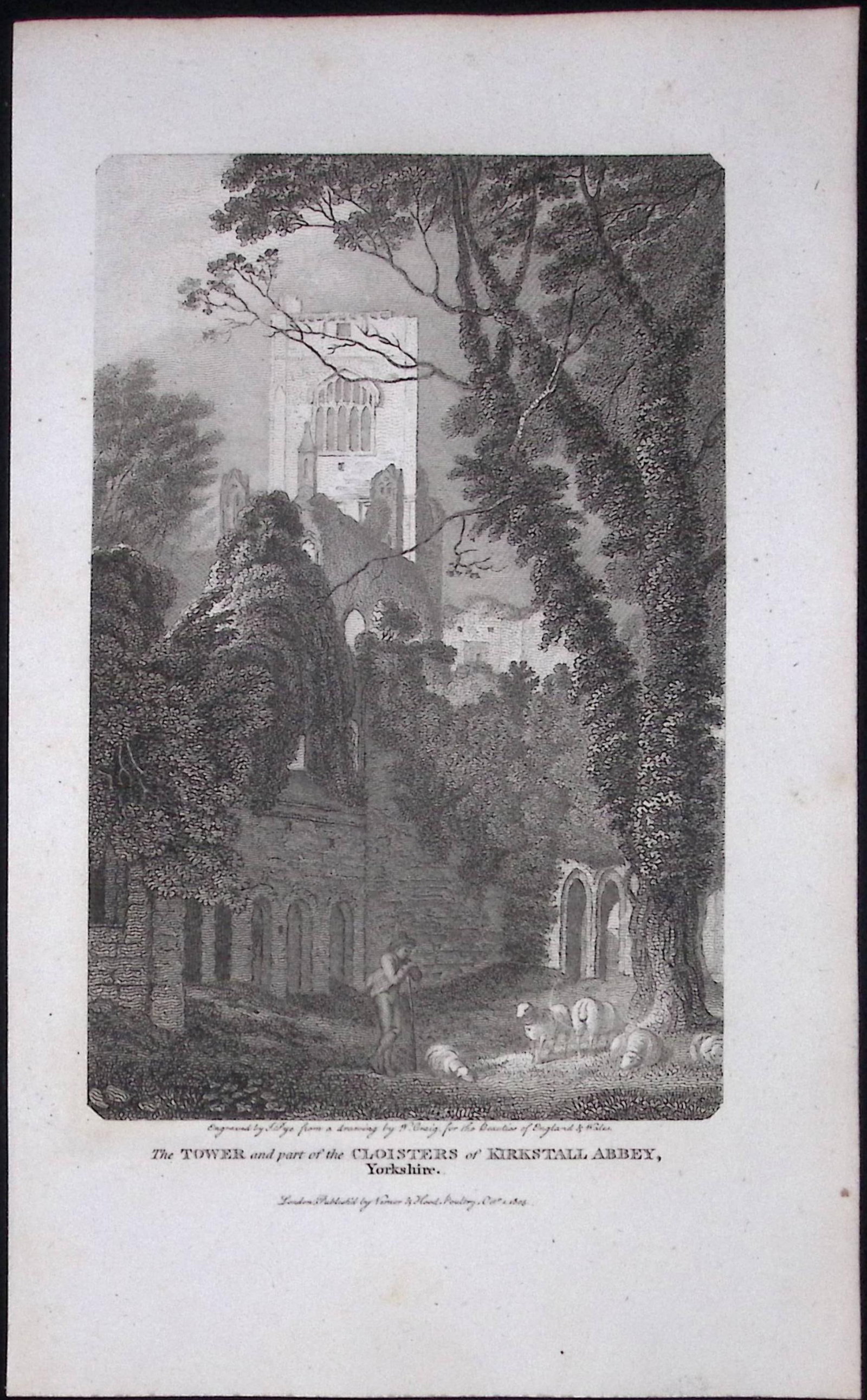 Kirkstall Abbey Tower Yorkshire Antique 213 Years-Old Steel-Engraving-34: Title: Kirkstall Abbey Tower Yorkshire Antique 213 Years-Old Steel-Engraving-34 Description: This Yorkshire Georgian Antique Print Was Removed from a First Edition of. The Beauties of England a