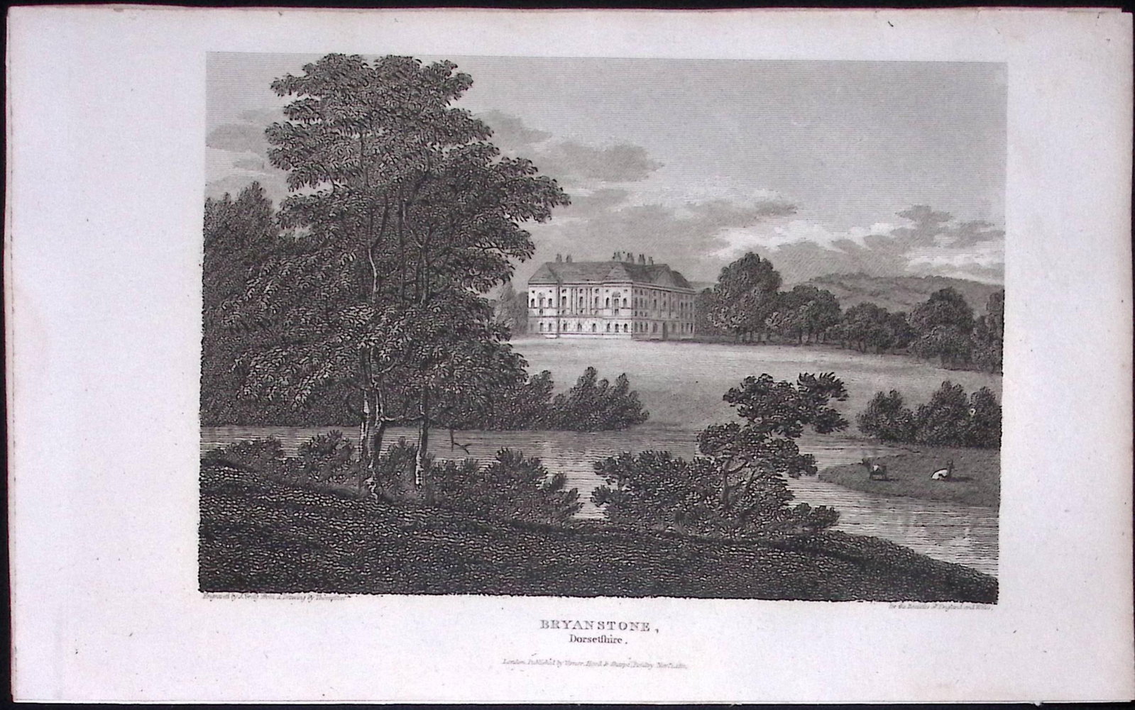 Bryanstone Dorsetshire Antique 223 Years-Old Georgian Steel-Engraving-178: Title: Bryanstone Dorsetshire Antique 223 Years-Old Georgian Steel-Engraving-178 Description: This Dorsetshire Georgian Antique Print Was Removed from a First Edition of. The Beauties of England and