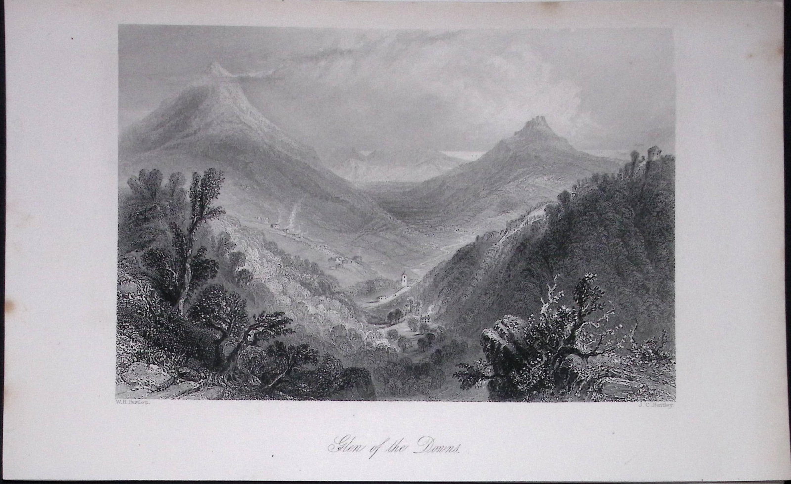Ireland Glen of The Downs Wicklow Antique 183 Years-Old Steel-Engraving-17. (1 of 1)