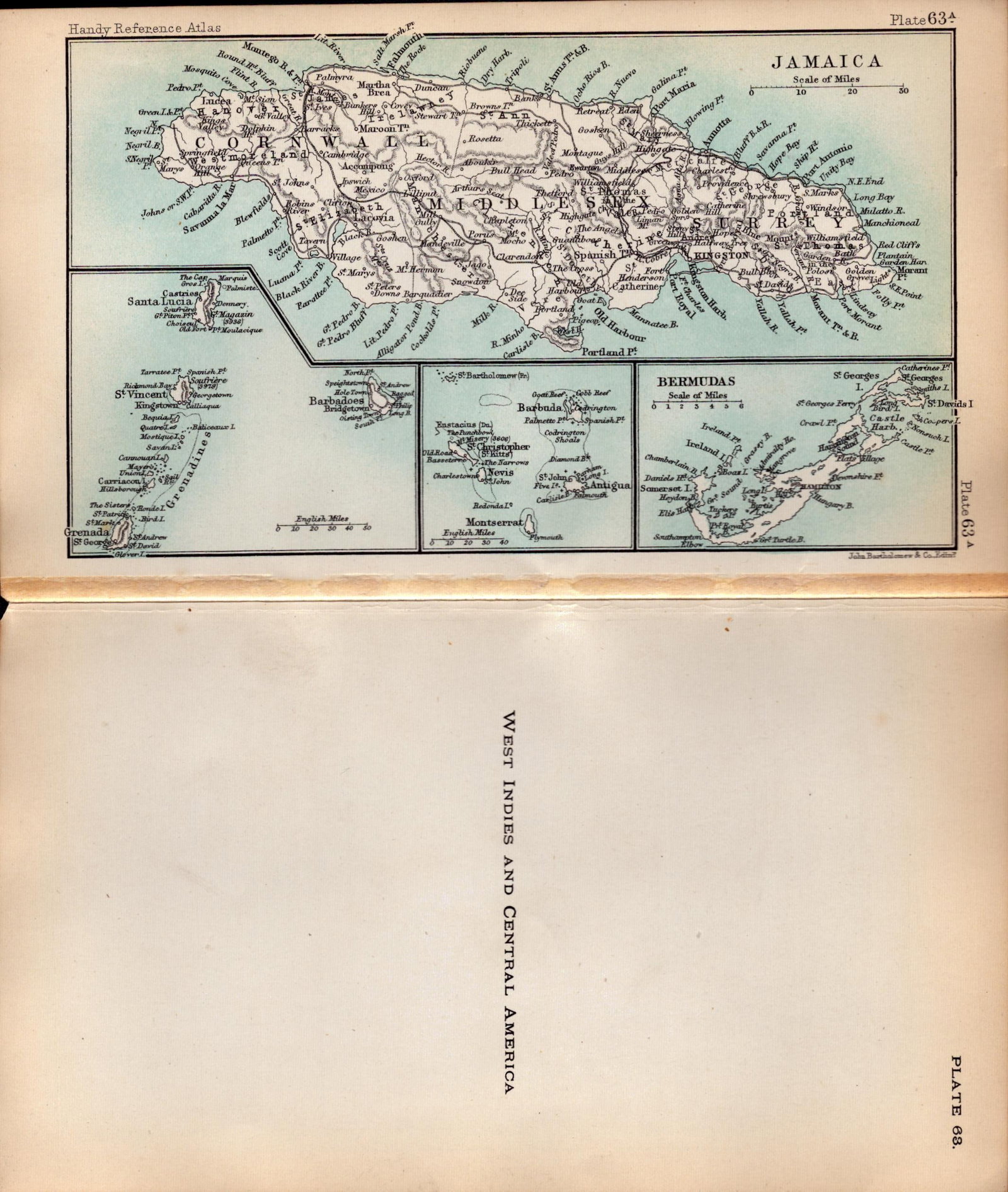 West Indies & Central America Double Sided Victorian Antique 1896 Map. - 2