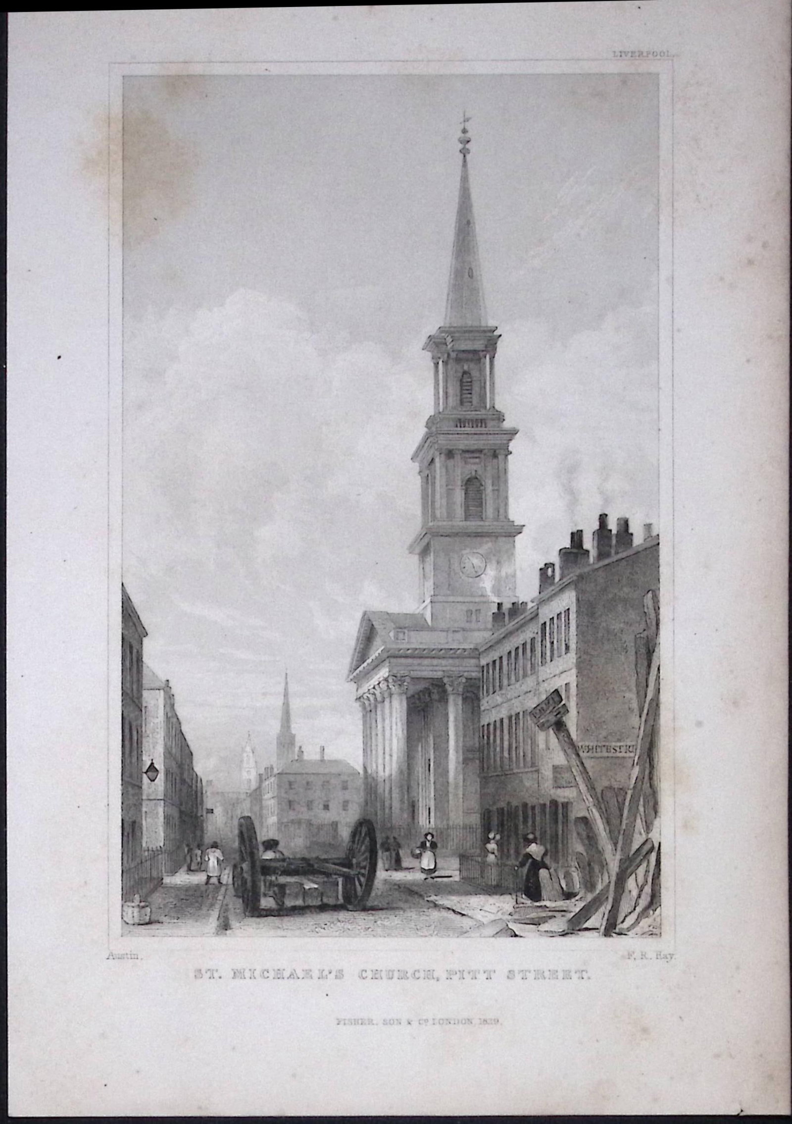 Liverpool St Michaels Church Pitt St Antique 195 Years-Old Steel-Engraving-62 (1 of 2)