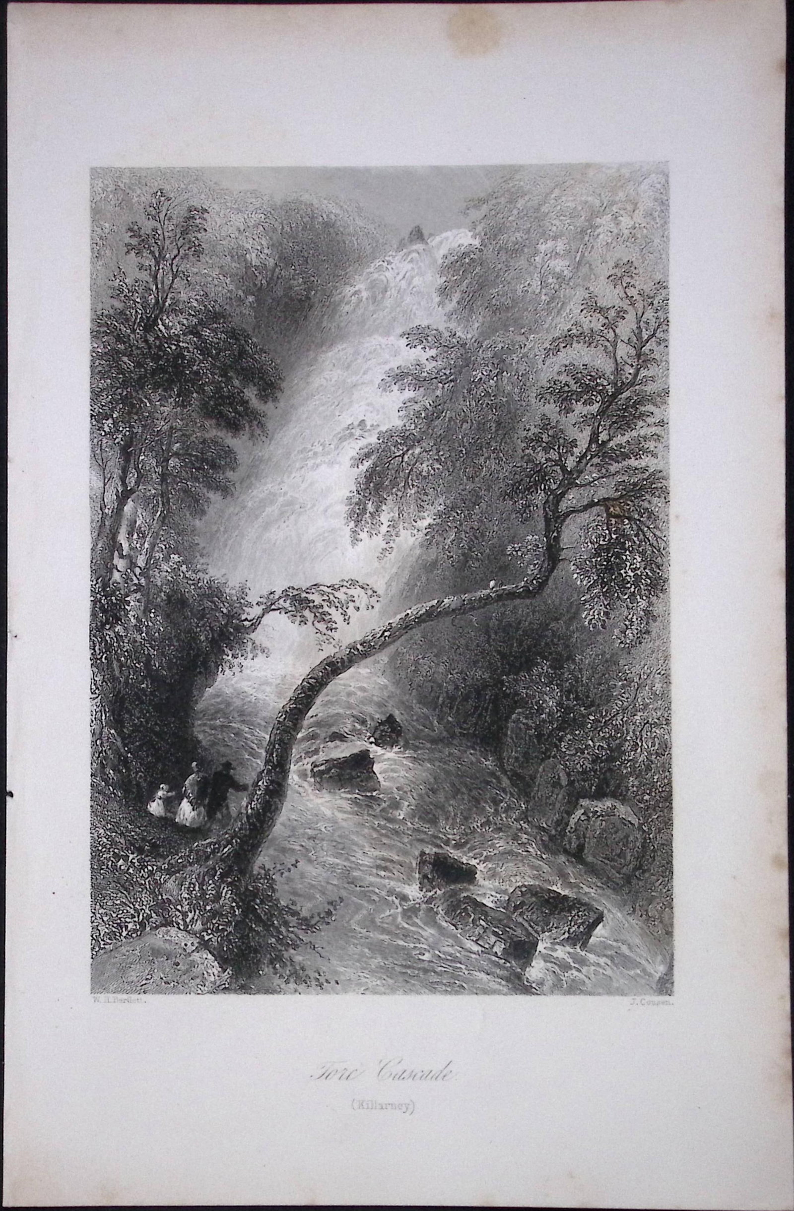 Ireland Torc River Waterfall Killarney Antique 183 Years-Old Steel-Engraving-26. (1 of 1)