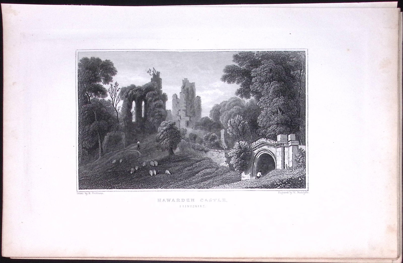 Wales Hawarden Castle Flintshire Antique 166-Year-Old Steel Engraving-18 (1 of 2)