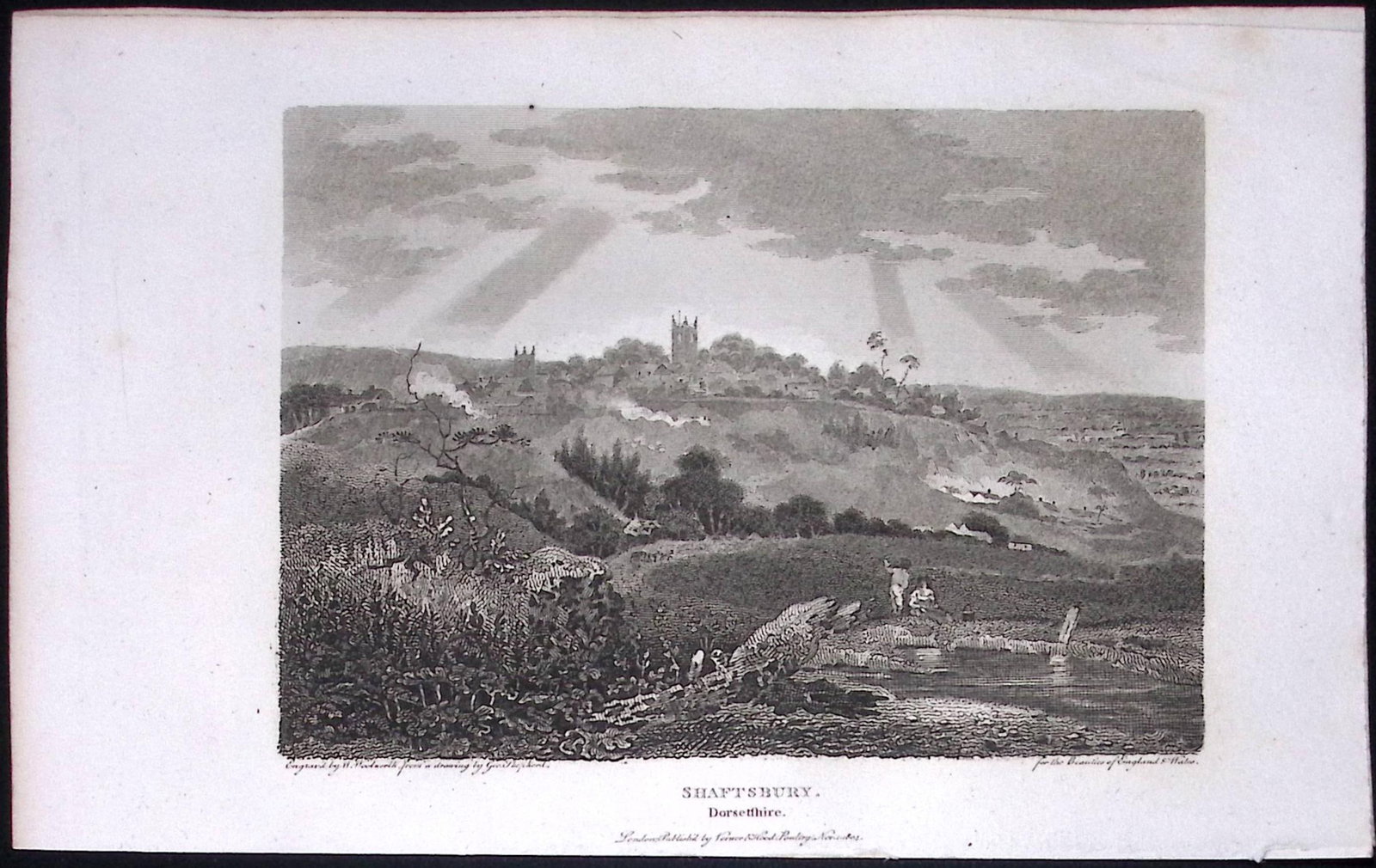 Shaftsbury Dorsetshire Antique 223 Years-Old Georgian Steel-Engraving-177: Title: Shaftsbury Dorsetshire Antique 223 Years-Old Georgian Steel-Engraving-177 Description: This Dorsetshire Georgian Antique Print Was Removed from a First Edition of. The Beauties of England and