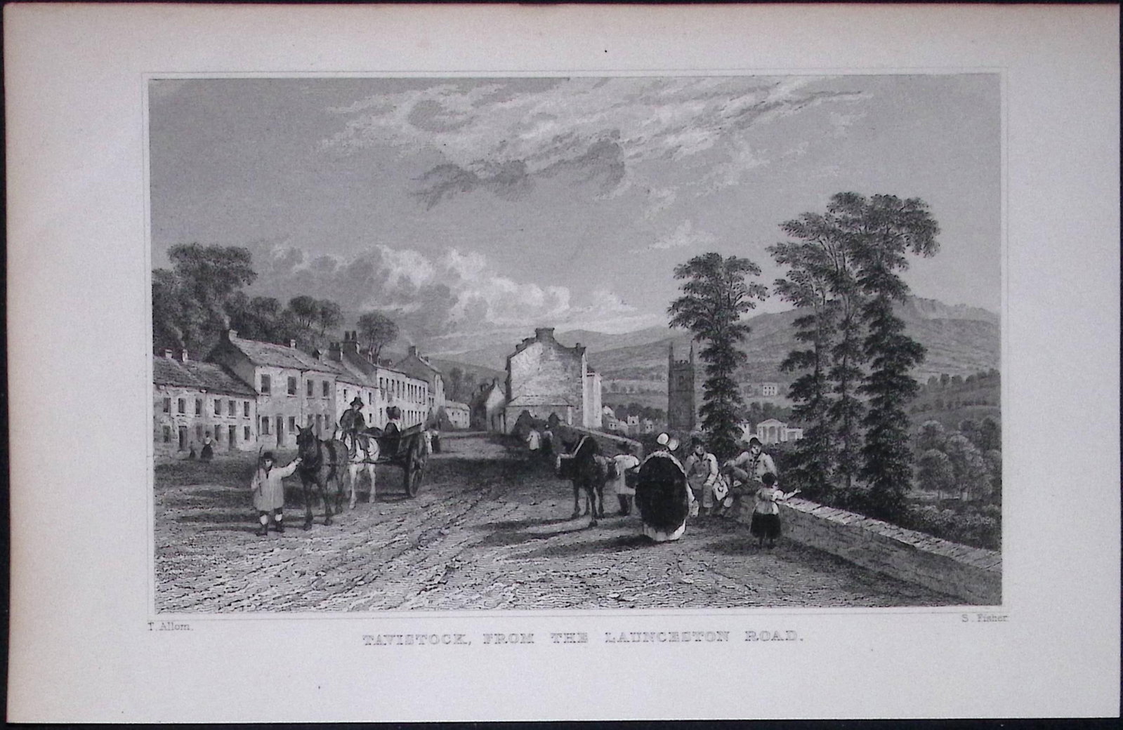 Tavistock From Launceston Rd Devonshire Antique 193 Years-Old Steel-Engraving-42 (1 of 1)
