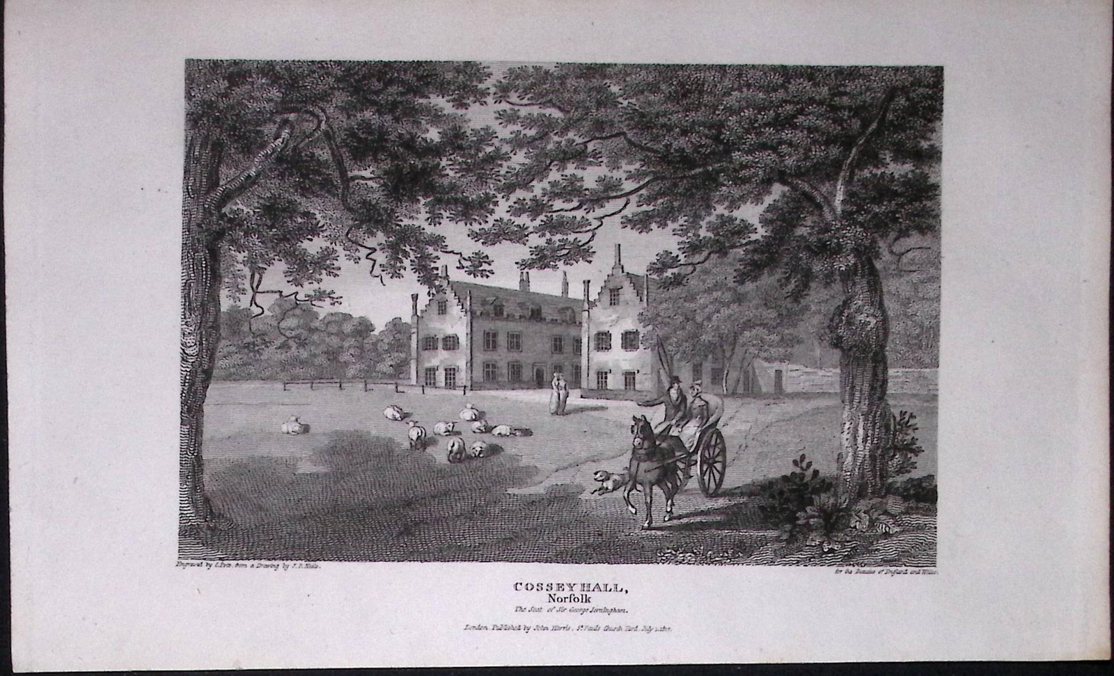 Cossey Hall Norfolk Antique 216 Years-Old Georgian Steel-Engraving-422a: Title: Cossey Hall Norfolk Antique 216 Years-Old Georgian Steel-Engraving-422a Description: This Georgian Antique Print Was Removed from a First Edition of. The Beauties of England and Wales Antique