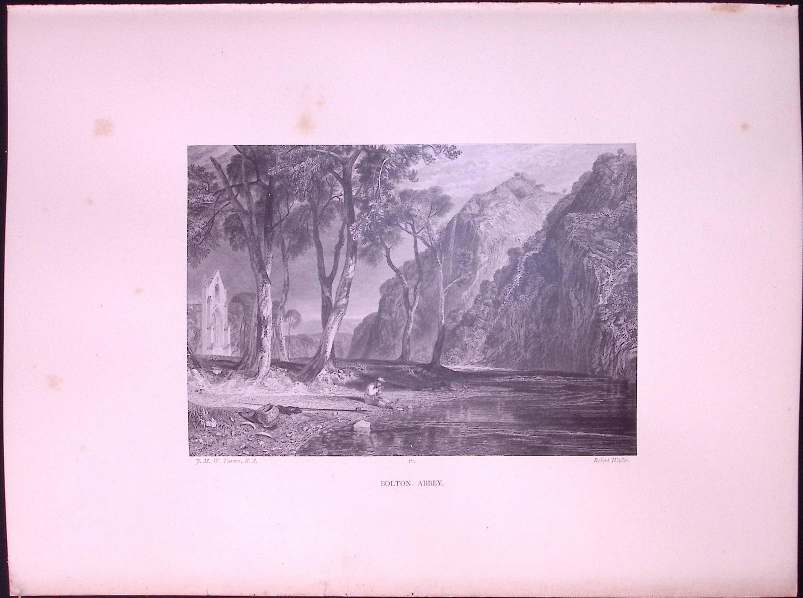 J.M.W Turner Rare “Bolton Abbey Yorkshire” 1873 Picturesque Views in England-19: Title: J.M.W Turner Rare “Bolton Abbey Yorkshire” 1873 Picturesque Views in England-19 Description: This Antique Print Was Removed from a 152 Years-Old Edition Of. J M W Turner's