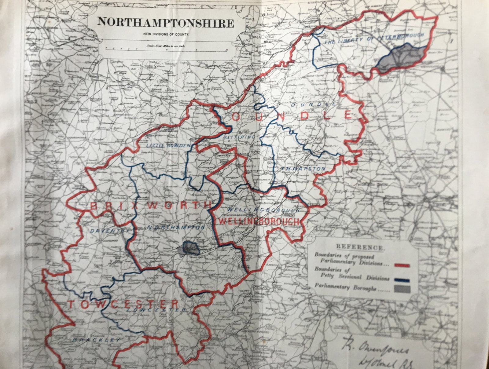 Antique 139 Years-Old Scarce Map Northamptonshire 1885 Boundary Changes. (1 of 9)