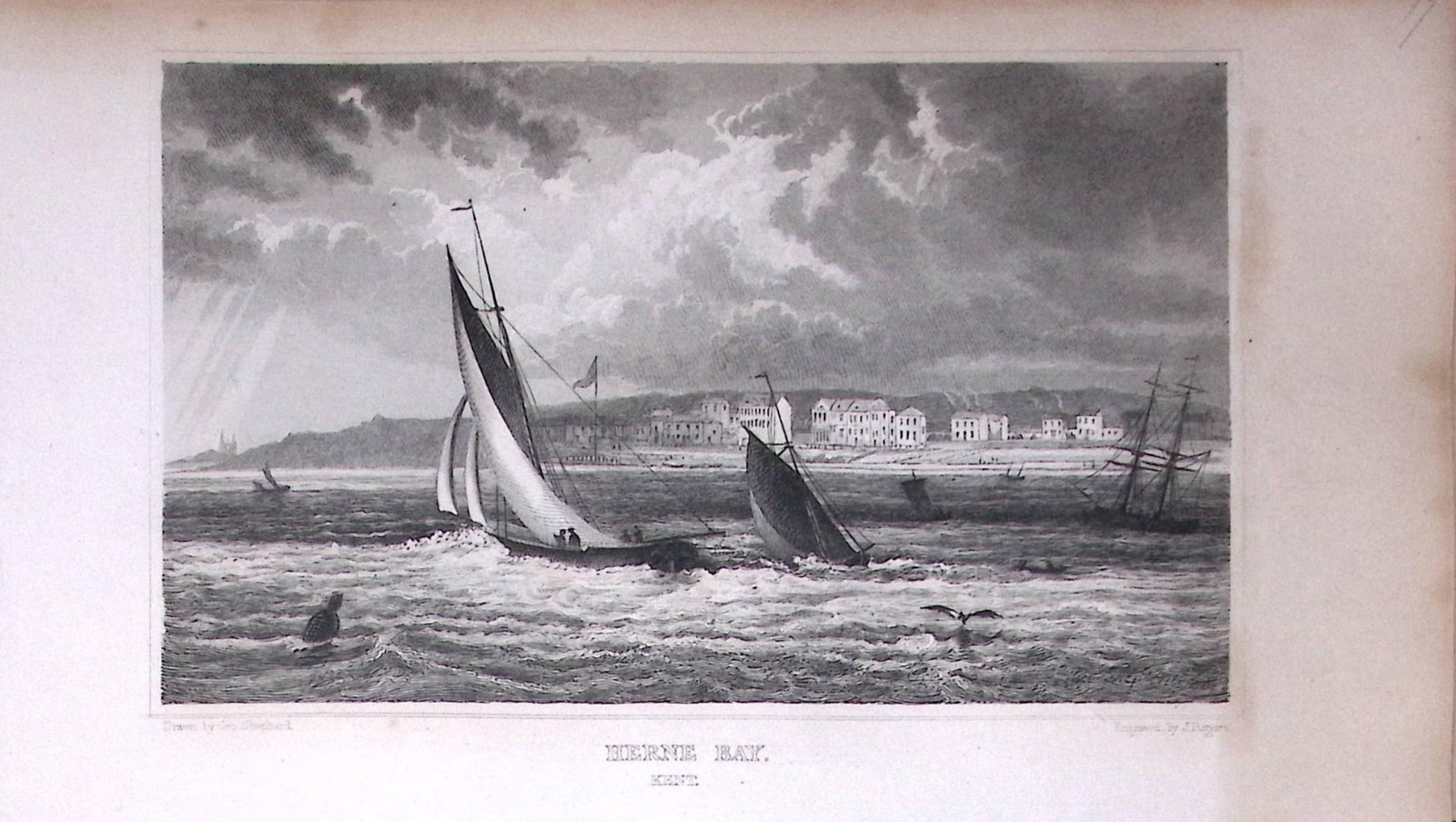Hearne Bay Kent 1829 Antique 197 Years-Old Steel Engraving-60: Title: Hearne Bay Kent 1829 Antique 197 Years-Old Steel Engraving-60 Description: This Antique Print Was Removed from a 197-Year-Old Edition of. W. H. Ireland's Study of The History and